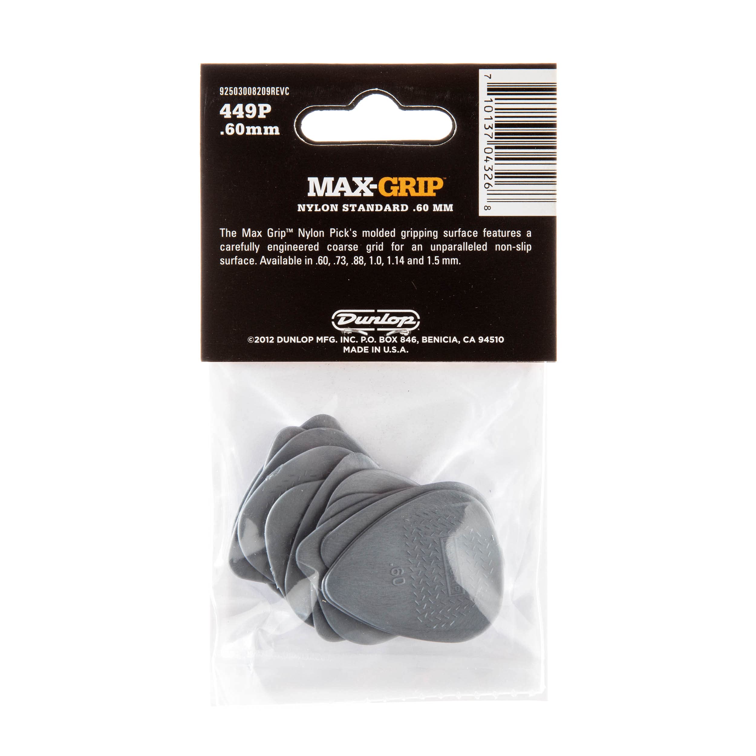 Dunlop Max Grip� Nylon Standard, Light Gray, .60Mm, 12/Player'S Pack