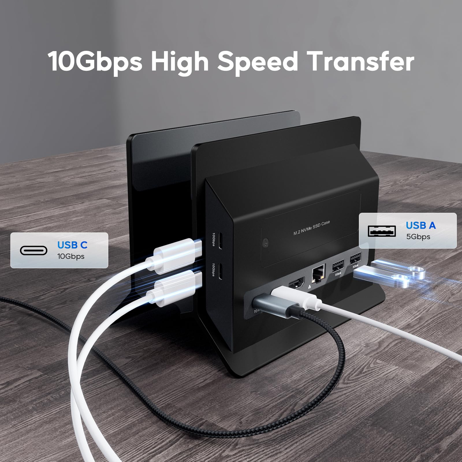 Vertical Macbook Docking Station, Pulwtop Docking Station For Mac Mini With M.2 Nvme Case For Macbook Pro/Air, 4K@60Hz Hdmi, 2Us