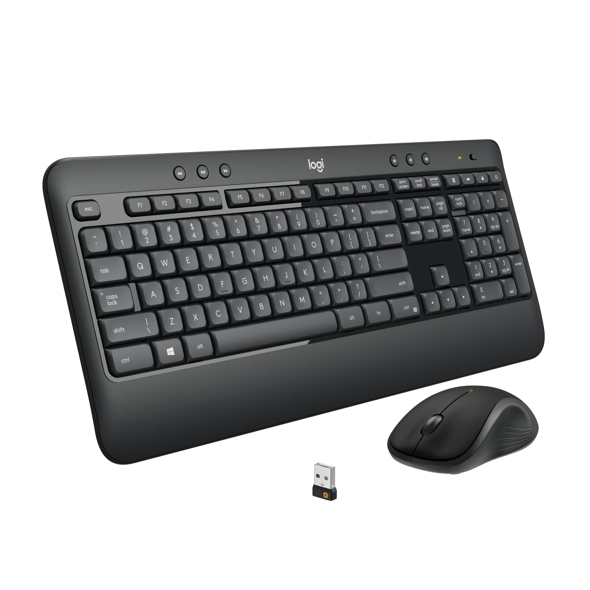 Logitech Mk540 Advanced Wireless Keyboard And Mouse Combo For Windows, 2.4 Ghz Unifying Usb Receiver, Multimedia Hotkeys, 3 Year