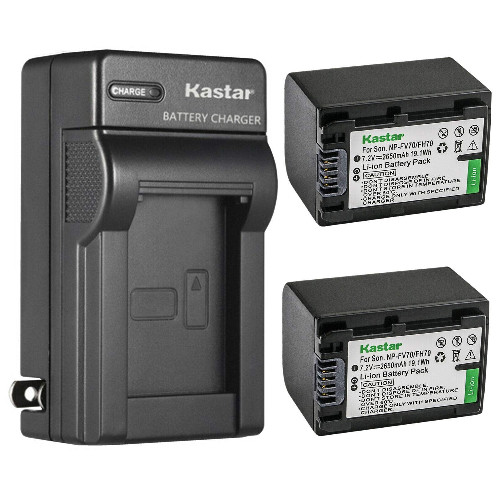 Kastar 2-Pack Battery and AC Wall Charger Replacement for Sony HDR-SR11, HDR-SR12, HDR-SR200, HDR-SR220, HDR-SR30, HDR-SR300, HD