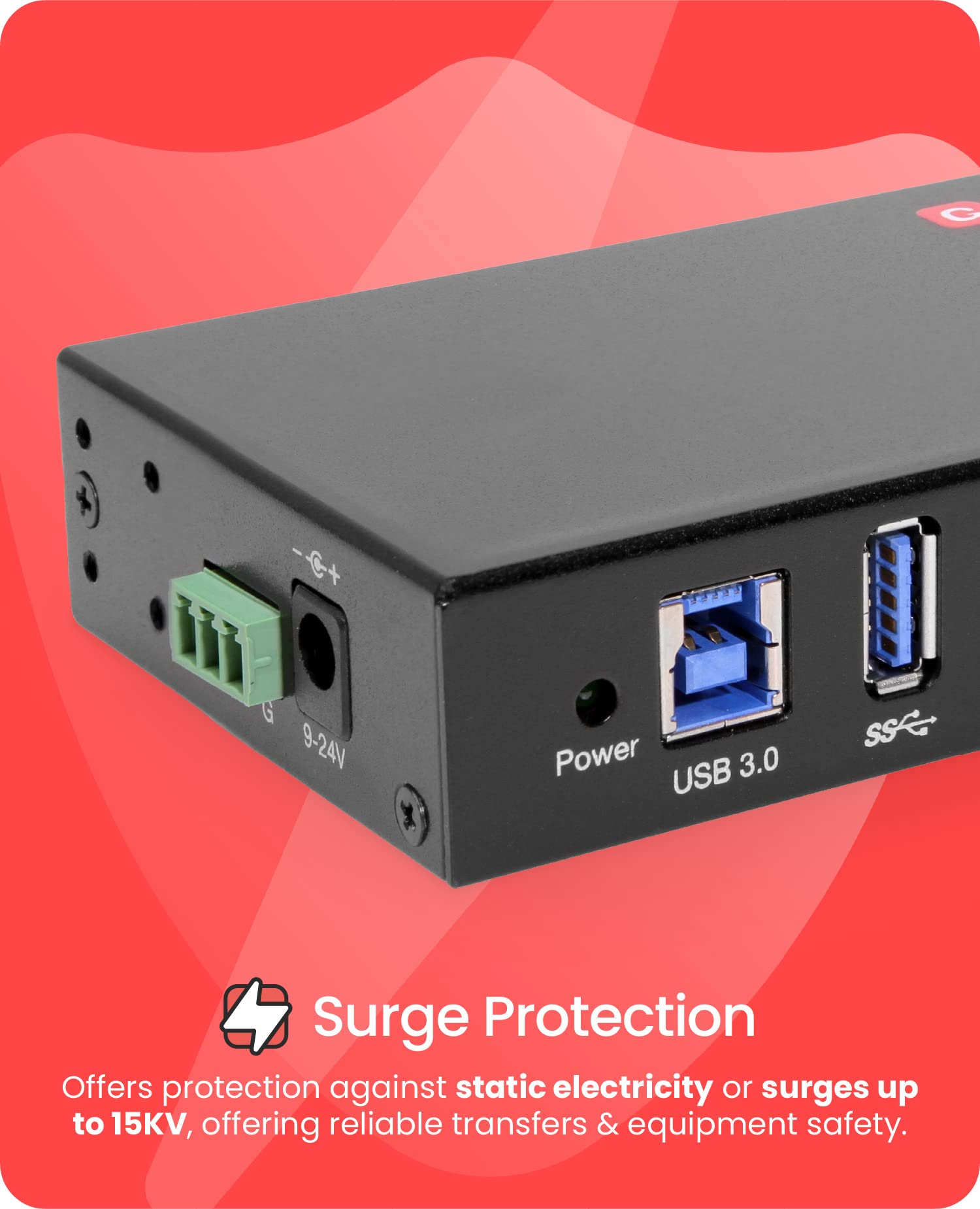 4 Port Usb 3.0 Rugged Industrial Din Rail & Surface Mount Hub