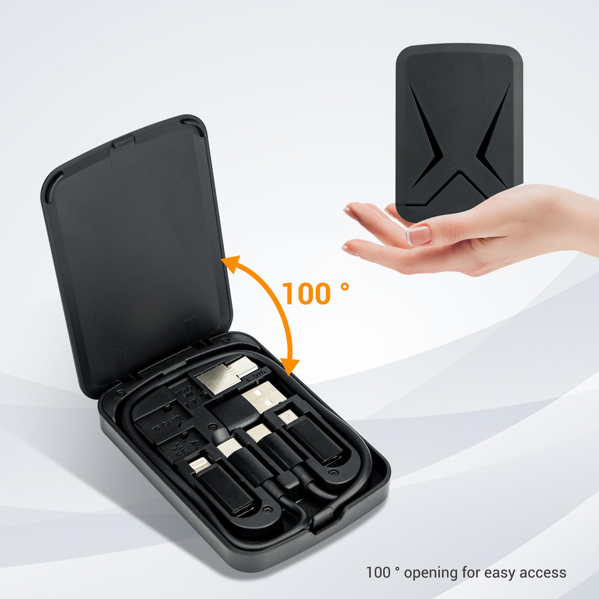 Multi Functional Compact Cable Card With 22'' Usb C Cable & Usb A/Micro Usb/Light/Otg Usb Adapter Kit Cable Convertor Storage Bo