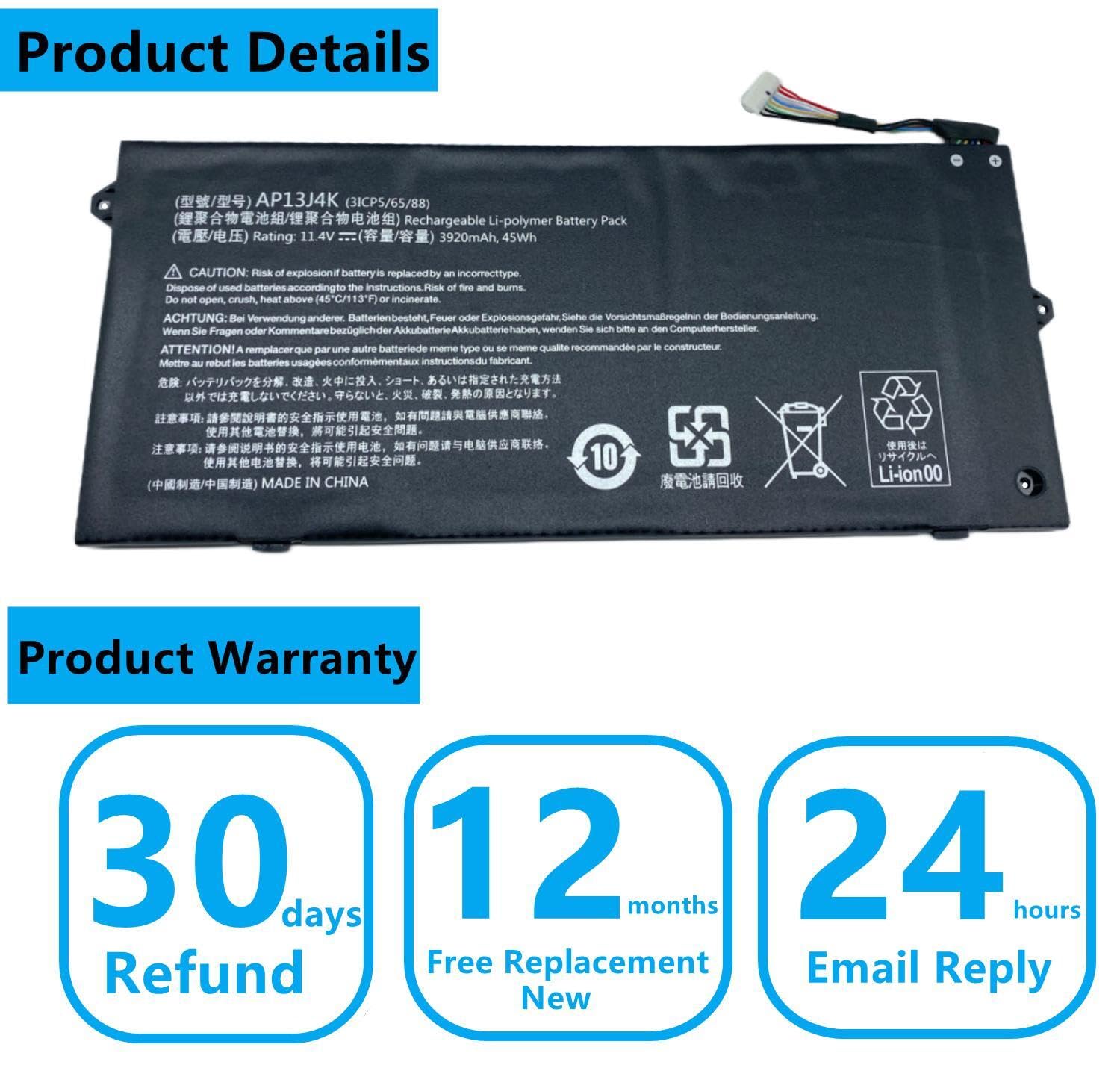 Aluo Ap13J3K Ap13J4K Laptop Battery Replacement For Acer Chromebook 11.6'' 11 C740 C720 C720P Series Kt.00304.001 Kt.00303.001 3