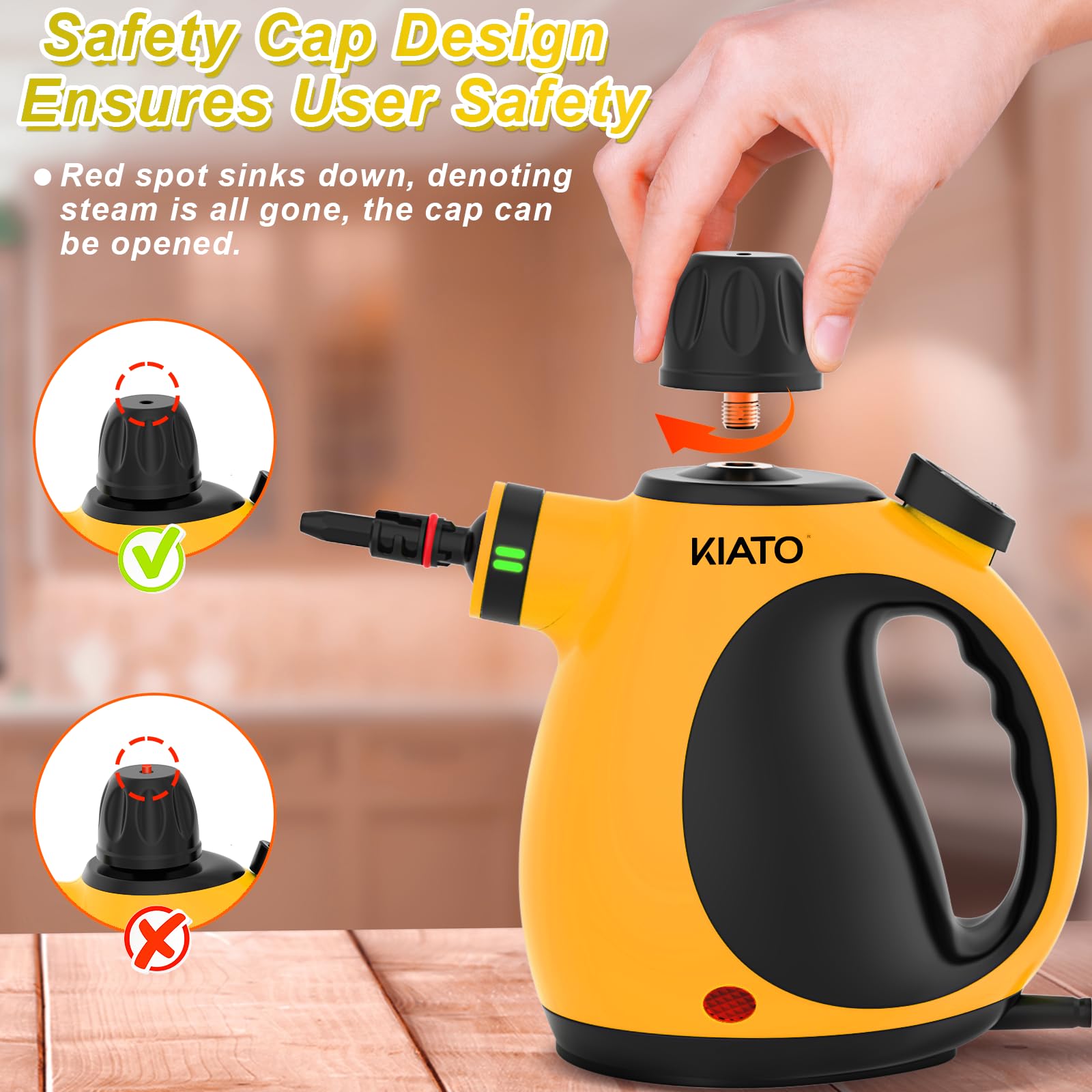 Kiato Handheld Steam Cleaner, 10 In 1 Hand Held Steamer For Cleaning, Portable Pressurized Steamer For Home Use, Bathroom, Mini