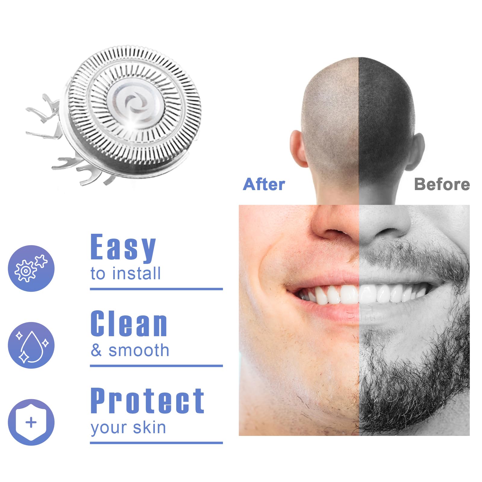 16 Pack Shaver Replacement Blades Compatible With Skull Shaver For Pitbull Gold Pro/Pitbull Platinum Pro Shaver Heads