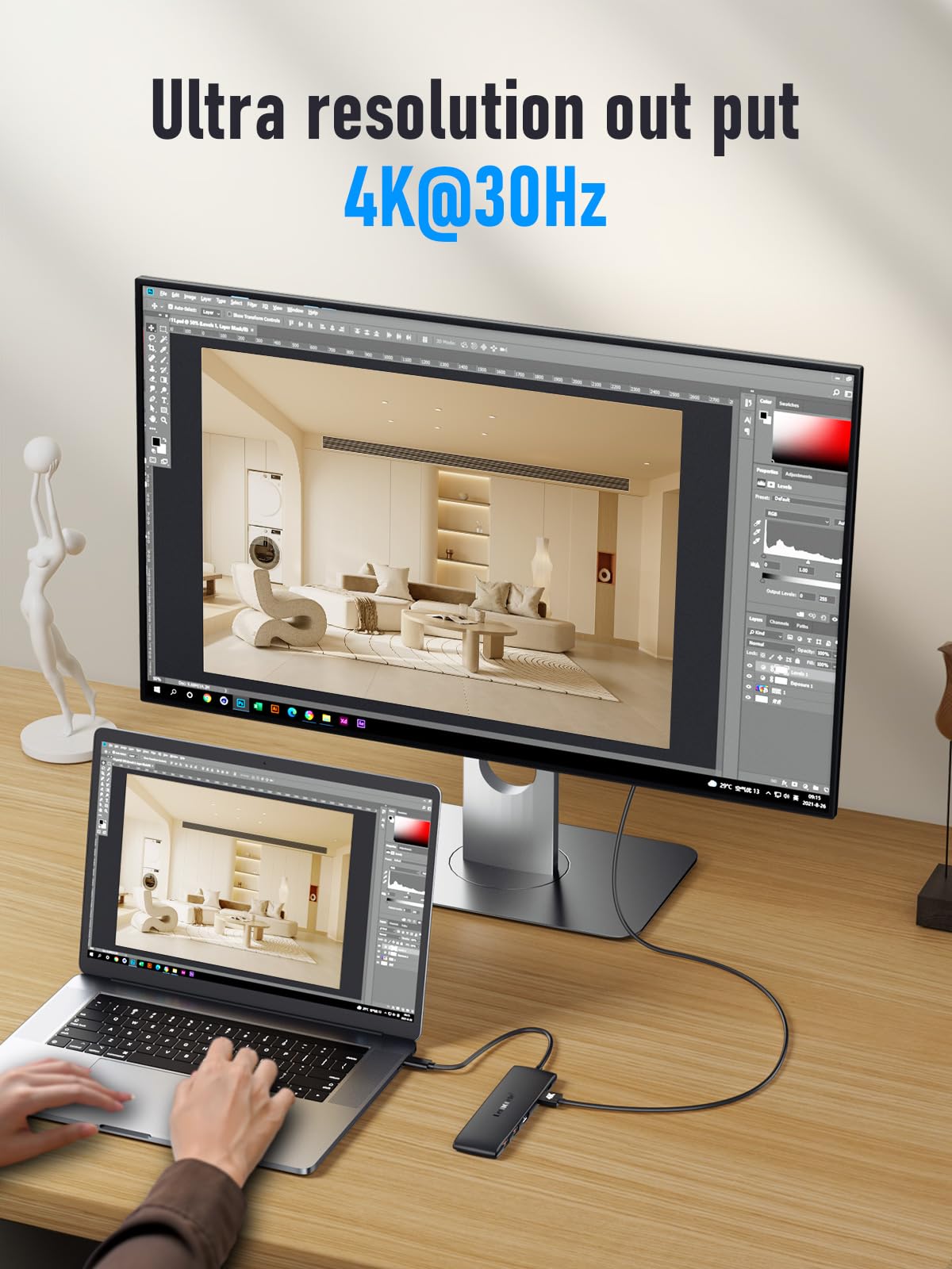 Lemorele 10  In 1 Usb C Docking Station For Laptop Dell Mac Hp Lenovo, 10Gbps Usb C Hub With 2 Hdmi, 4*Usb 3.1 10Gbps Data Port,