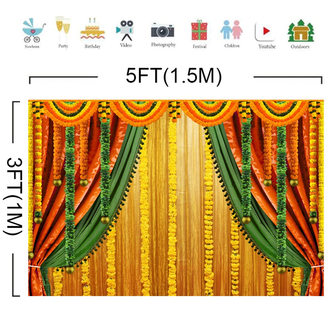 Lofaris India Pooja Photography Backdrop Puja Ganpati Pooja Traditional Mehndi Festival Background Diwali Decorations Wedding Pa