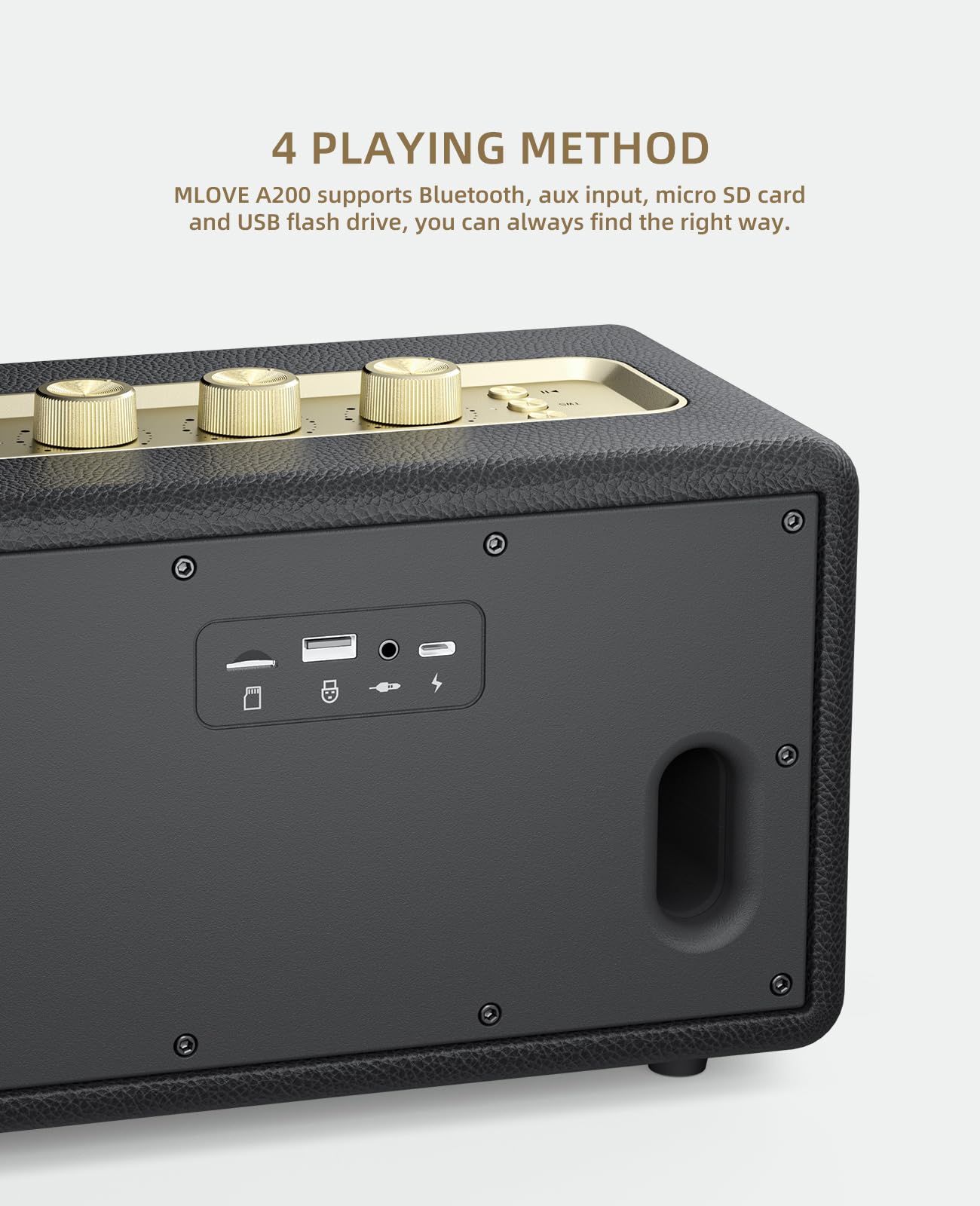 Mlove A200 Portable Retro Bluetooth Speaker With Aux Input, Usb Port, Micro Sd Card Slot - Decorative Wireless Bookshelf Speaker