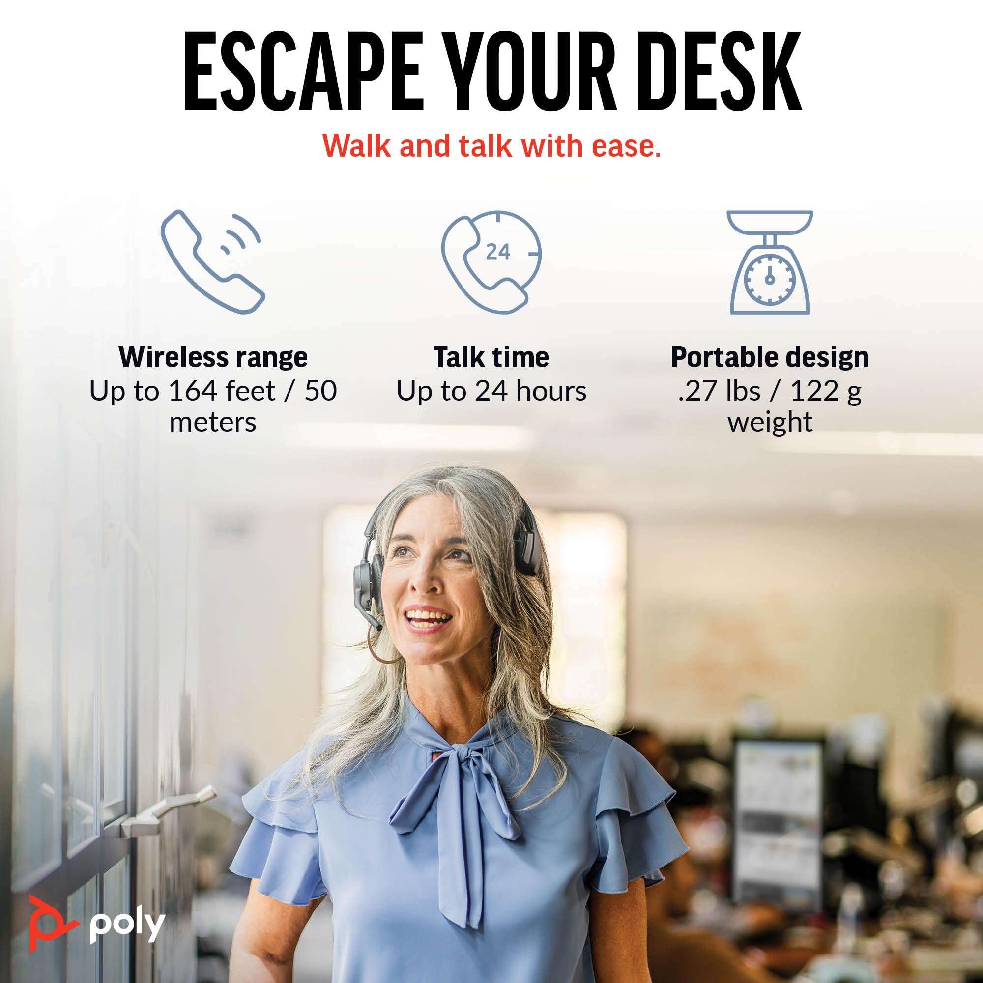 Poly Voyager 4310 Uc Wireless Headset With Mic For Work, Mono, Charge Stand - Noise-Canceling Boom Mic - Connect Pc Via Usb-C/Us