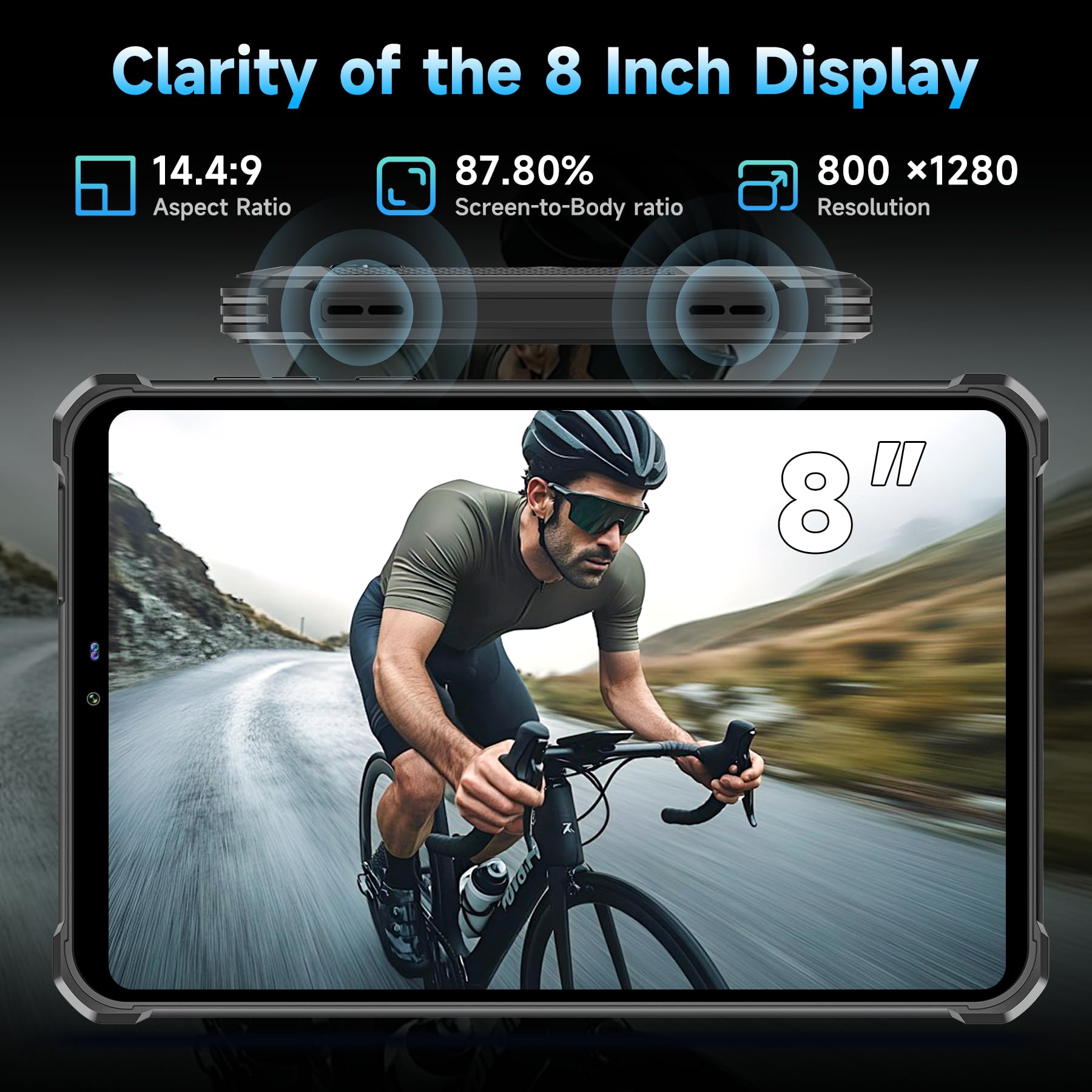 Oukitel Rt3 Plus Rugged Tablet Android 15-11000Mah Battery, 8 Inch Tablets, 16Gb+128Gb/Tf 1Tb, 16Mp Camera, Ip68/Ip69K Waterproo