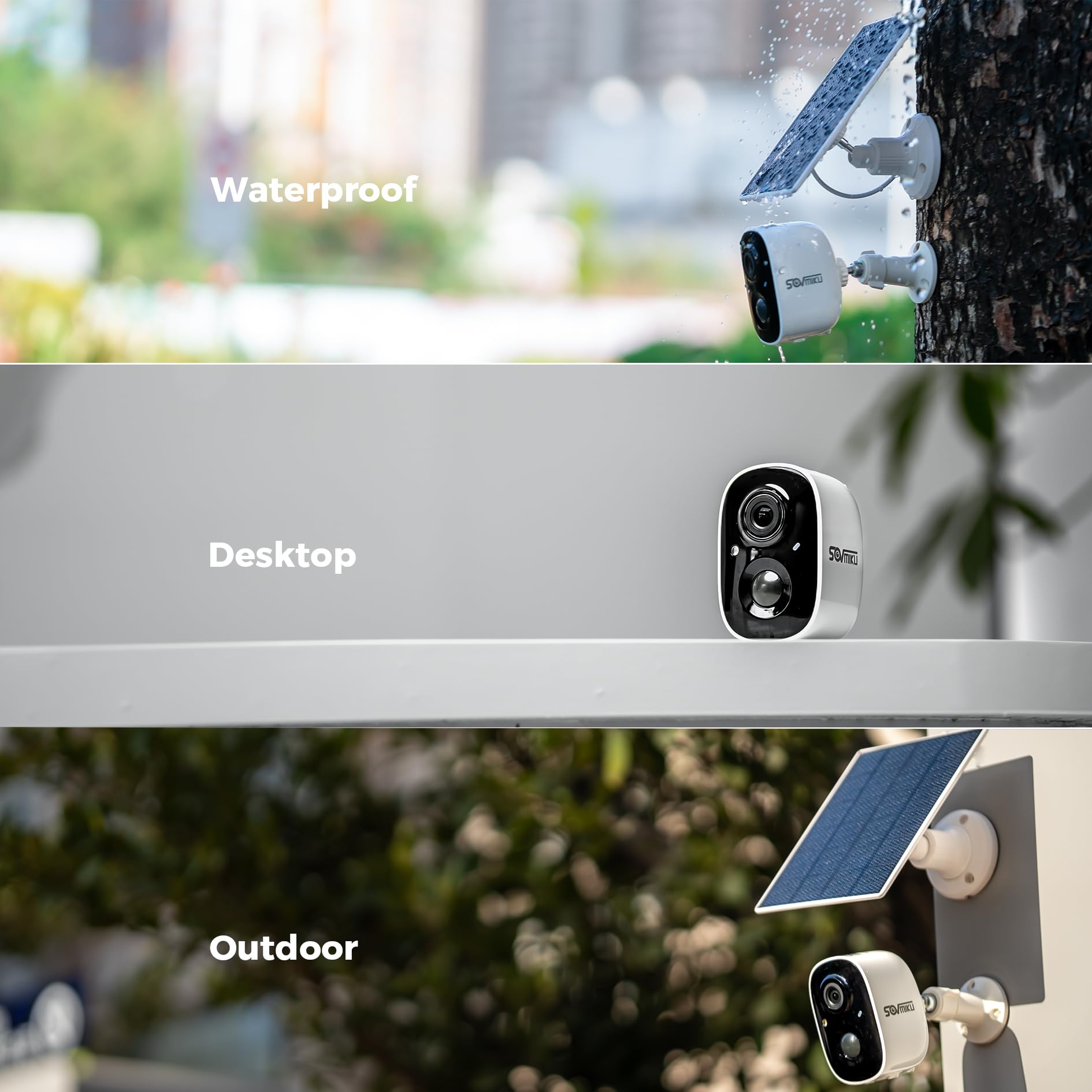 Sovmiku 3Cg6 2K Solar Security Camera Wireless Outdoor, Pir Motion Detection, Battery Powered, Easy To Setup,Two Way Audio,Audib