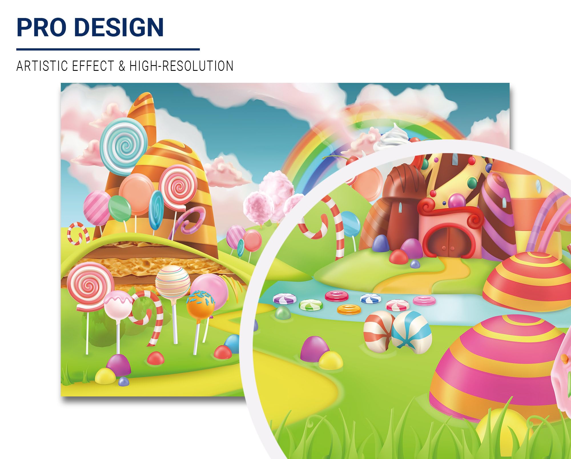 Allenjoy 7X5Ft Lollipop Candyland Backdrop Sweet Cartoon Rainbow Party Supplies For Girls 1St First Birthday Decoration Cupcake