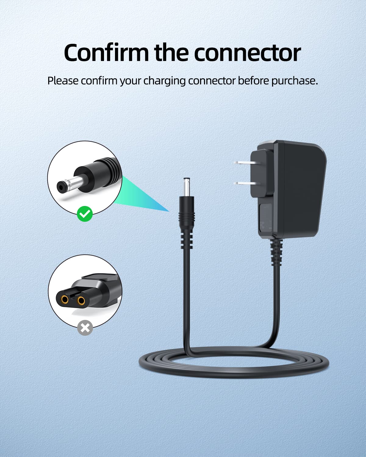 8V Power Cord Fit For Philips Hq840 Power Cord Shaver Norelco Multigroom Series 3000 Mg3760 Mg3760/50 Mg3750 Mg3750/50 Mg3750/10