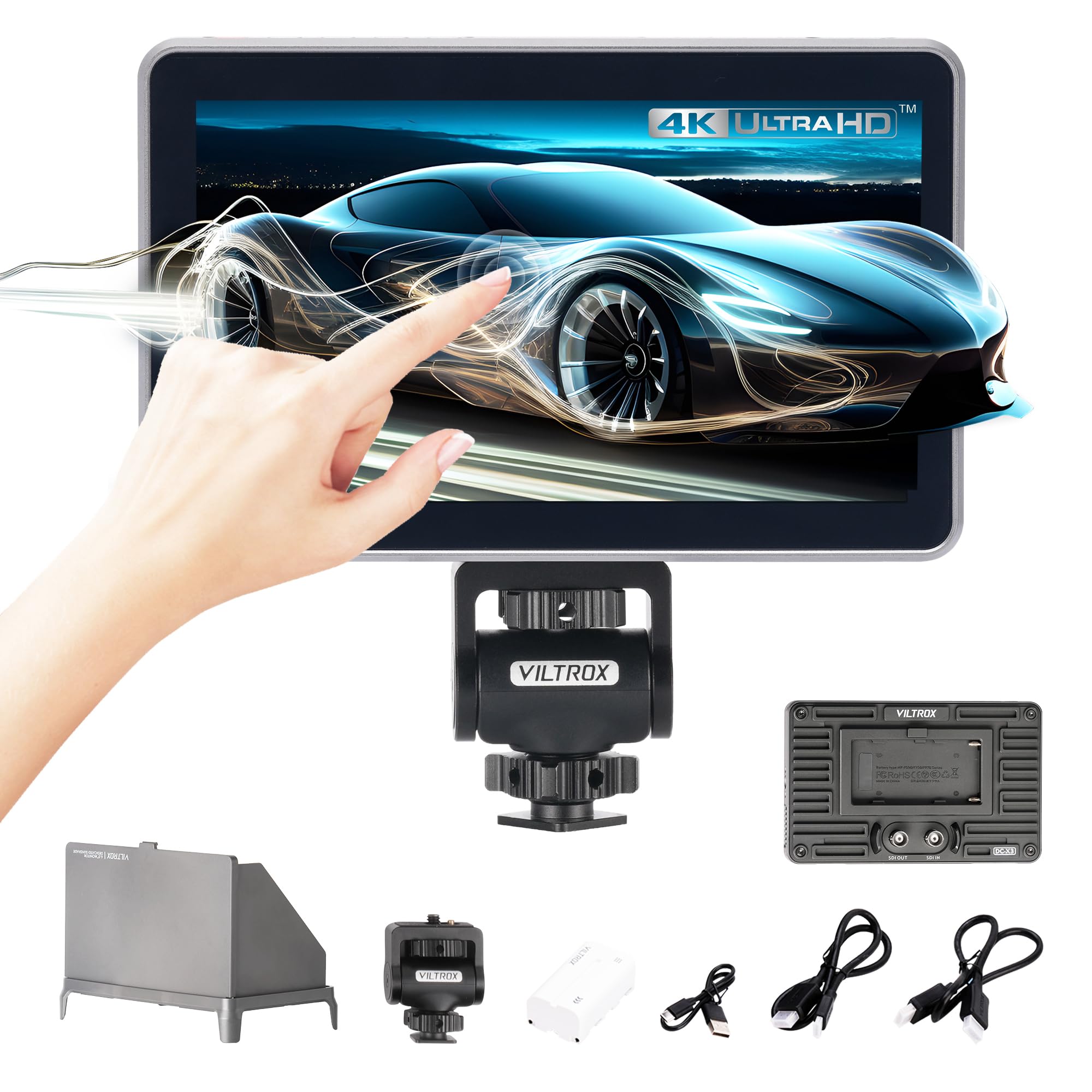 VILTROX DC-X3 6 Inch Touchscreen Camera Field Monitor, Professional Photographic Monitor 4K HDMI 1.4 / 3G-SDI, 2000 nits, Camera