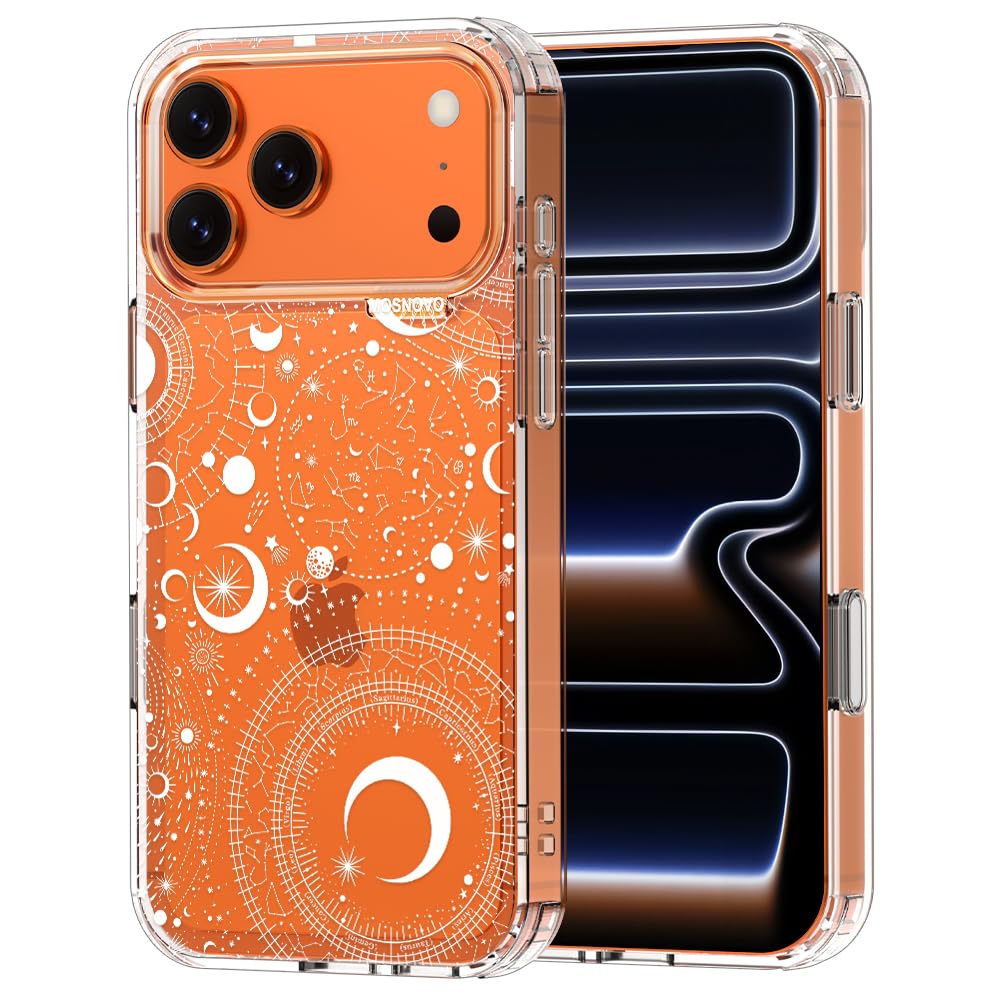 MOSNOVO for iPhone 17 Pro Max Case | Military Grade 6.6ft Drop Tested | Camera Control | Clear with Constellation Design