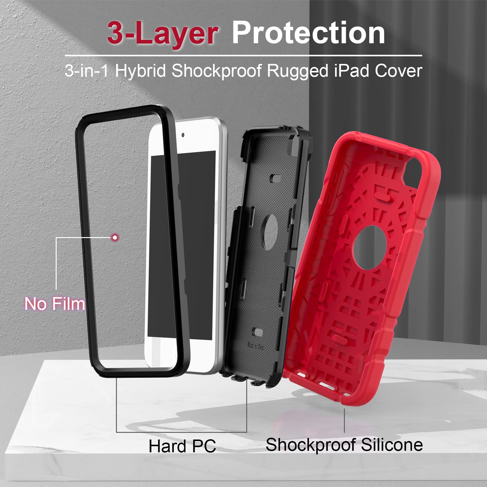 Grifobes For Ipod Touch 7Th Generation Case, Ipod Touch 6Th / 5Th Generation Case, 3 In 1 Heavy Duty Shockproof Rugged Protectiv
