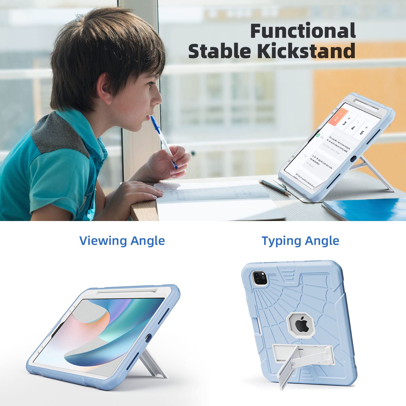 Tsqqst Case For Ipad Pro 11 Inch 4Th/3Rd/2Nd/1St Generation 2022 2021 2020 2018 With Pencil Holder | Rugged Kids Case W/Screen P