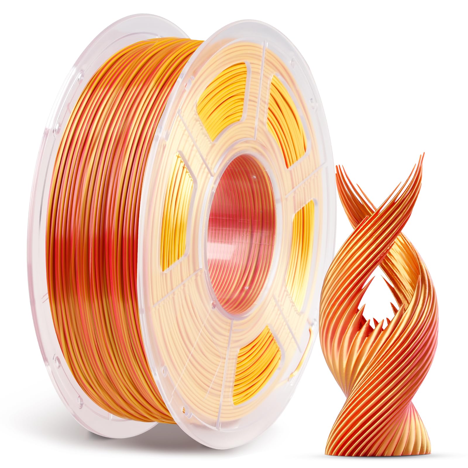 Anycubic Silk Dual Color Pla Filament, 2 In 1 Chrome Coextrusion Color Change 3D Printer Filament 1.75Mm Dimensional Accuracy +/