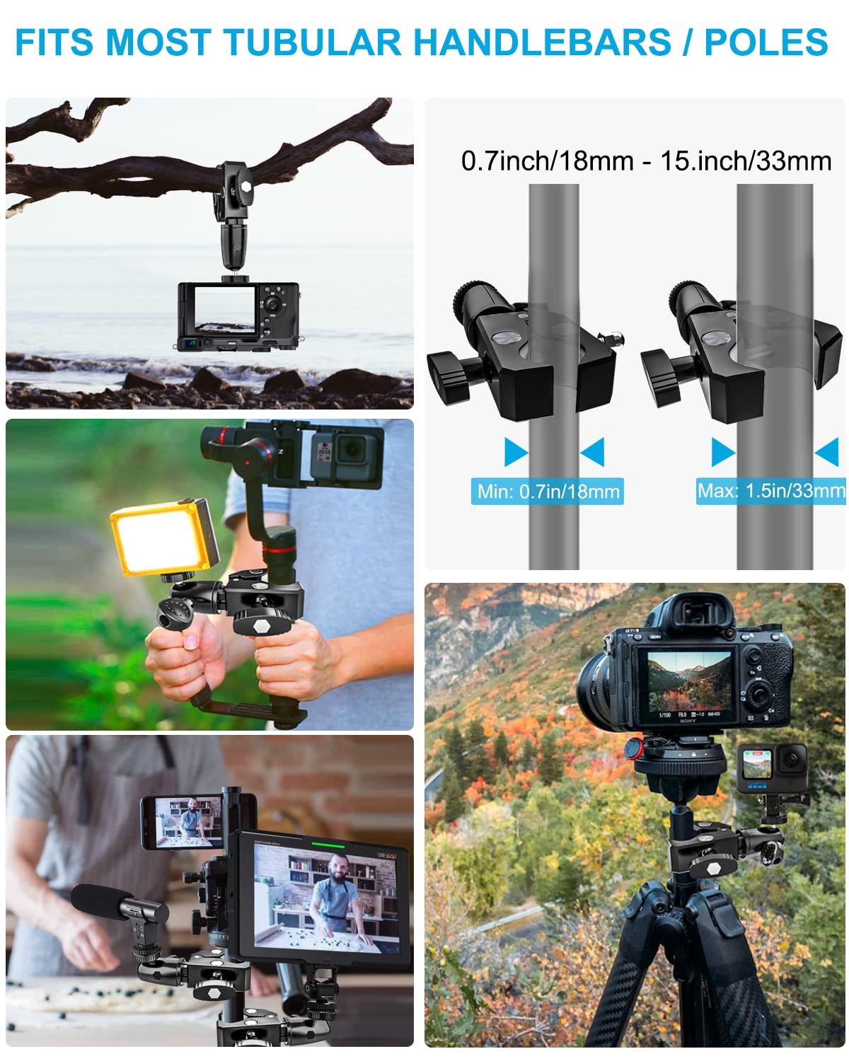 Woleyi Large Tablet Mount Holder With 1/4'' Screw Thread For Spin Bike, Treadmill, Microphone Stand, Tripod Adapter, Exercise Bi