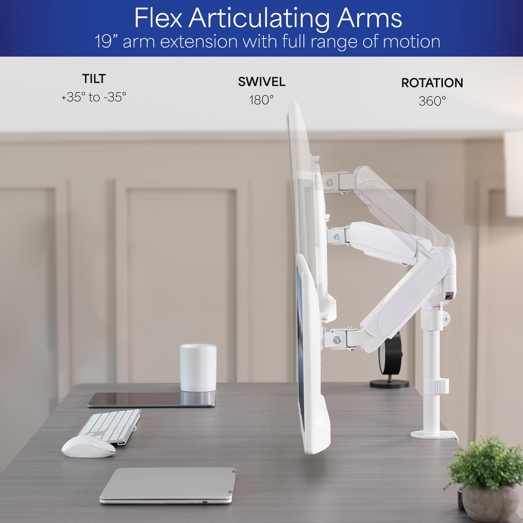 Vivo 17 To 32 Inch Dual Pneumatic Monitor Mount, 2 Pneumatic Arms, Adjustable Swivel, Rotation, Heavy Duty Vesa Desk Stand With