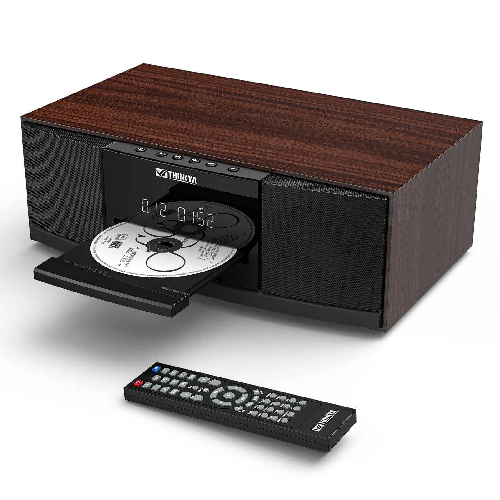 Vintage Bluetooth Stereo System for Home, THINKYA 36W RMS Micro HiFi Systems CD Player Dual 3    Bass with Bluetooth Audio Strea