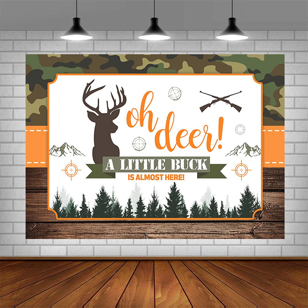Ablin 7X5Ft Oh Deer Baby Shower Backdrop A Little Buck Is Almost Here Baby Shower Party Decorations Mountain Jungle Photography