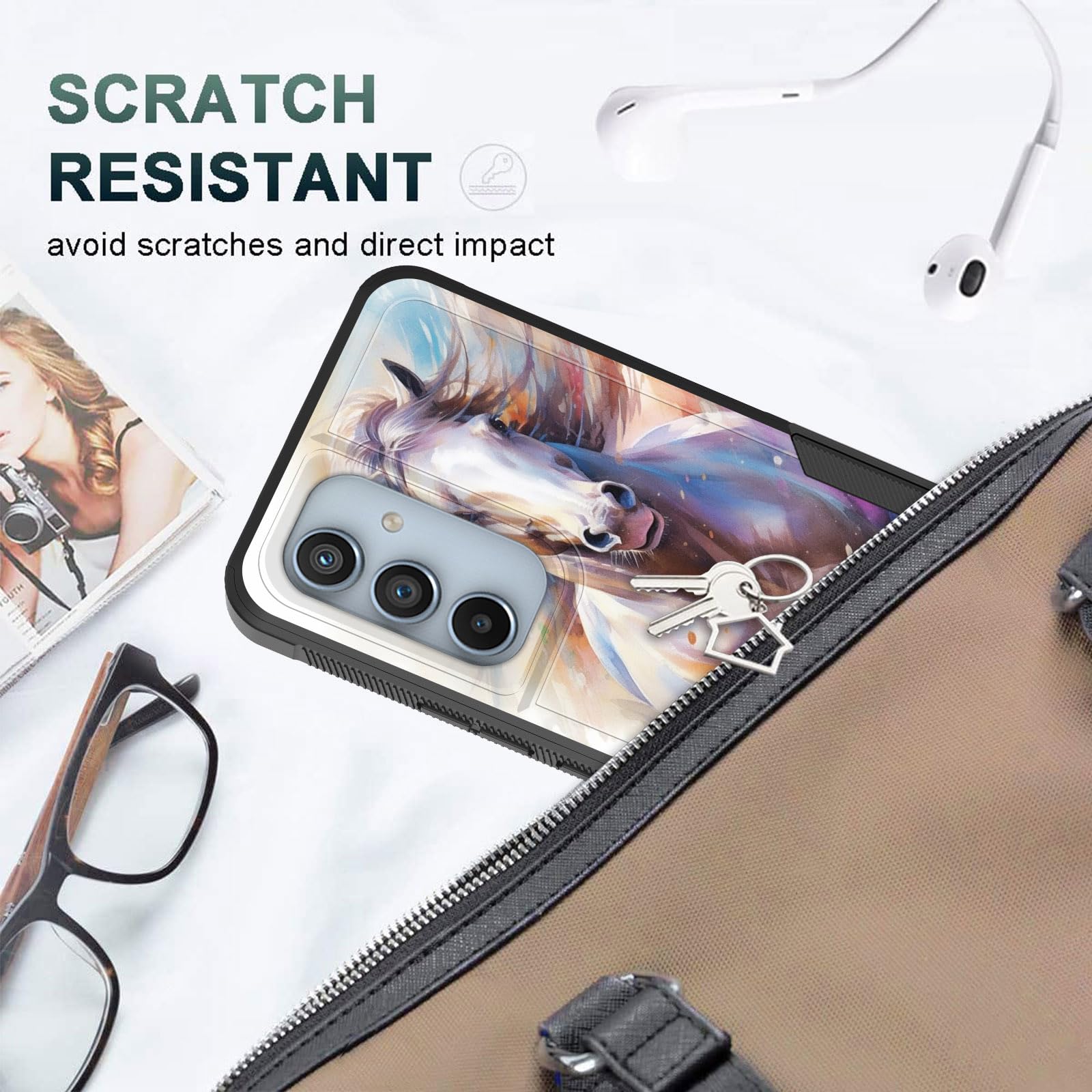 Cicplkse For Galaxy A54 5G Case,Dual Layer Heavy Duty Hybrid Shockproof Hard Pc Soft Silicone Tpu Bumper Protective Cover Case F