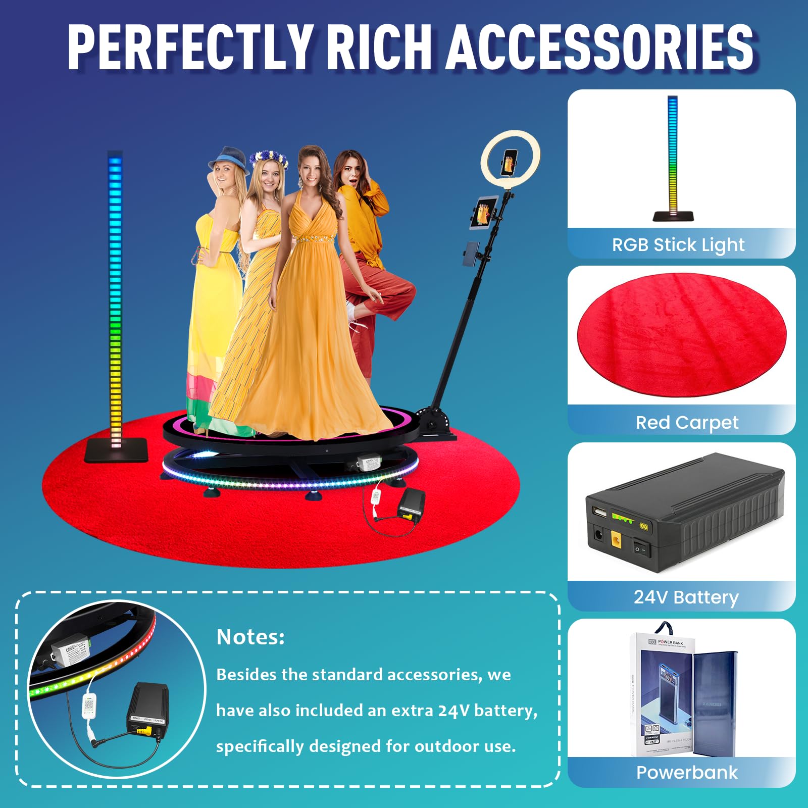 Kricikr 360 Photo Booth Machine For Parties,360 Camera Booth With Flight Case,Battery Pack,App,Custom Magnetic Logo,Etc Deluxe S