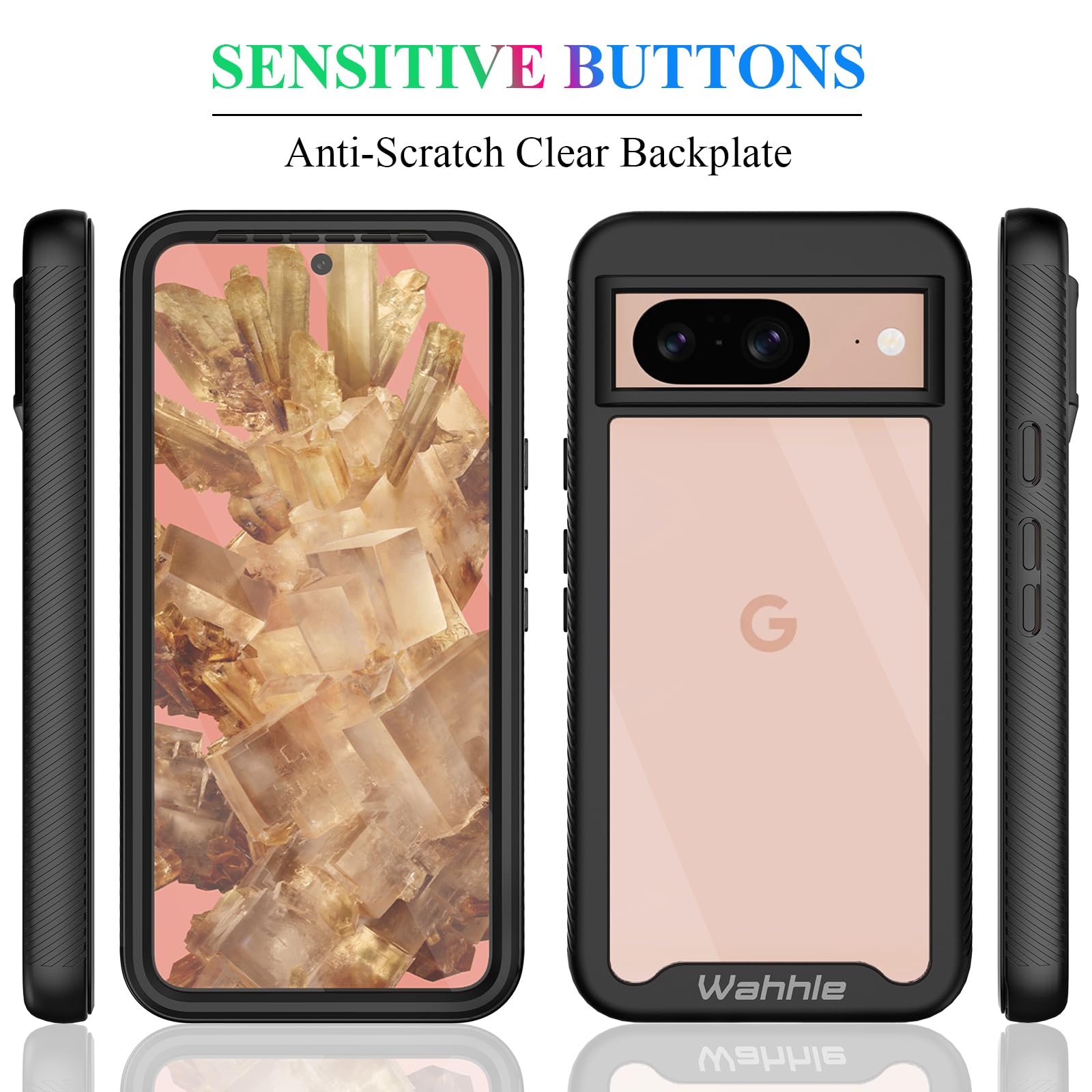 Wahhle Compatible With Google Pixel 8 Case, Built In Screen Protector Full Body Shockproof Slim Fit Bumper Protective Phone Cove
