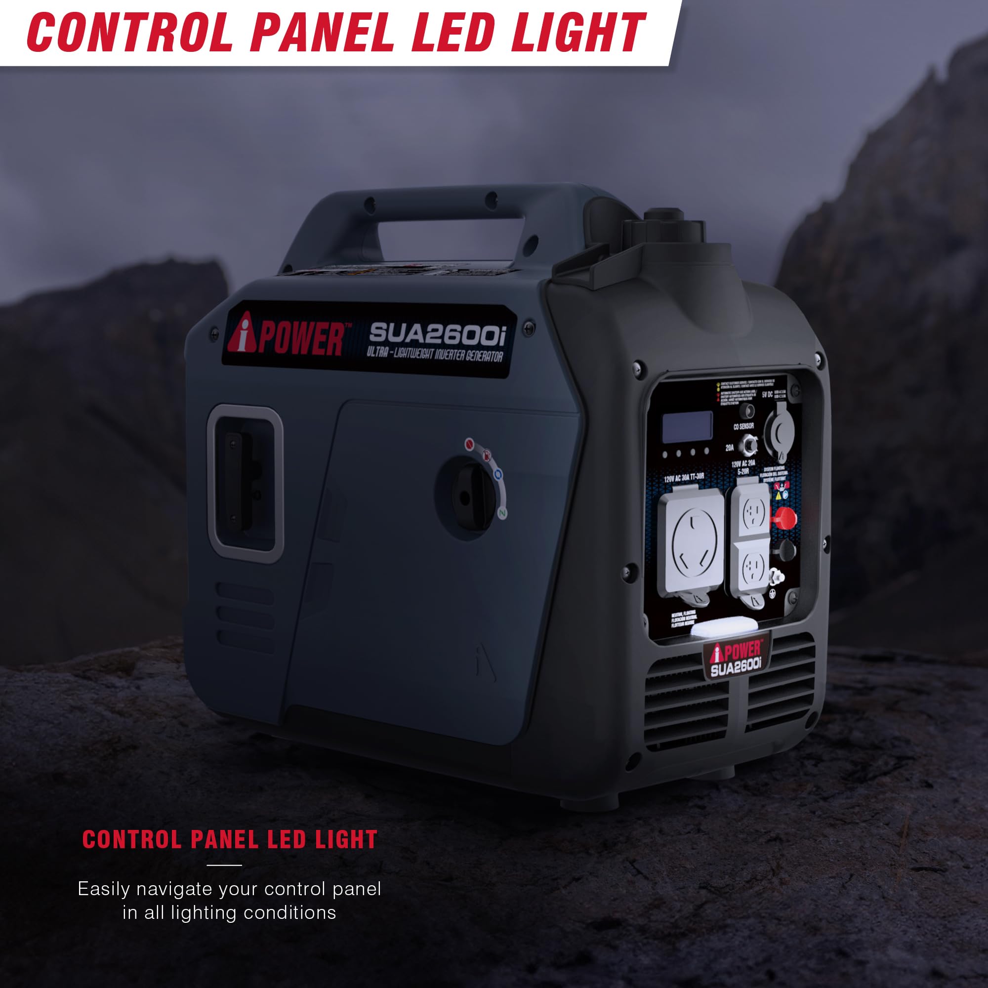 A-Ipower Quiet Inverter Generator, 2600W Rv Ready, Epa & Carb Compliant Co Sensor, Portable Ultra-Light Weight For Backup Home U