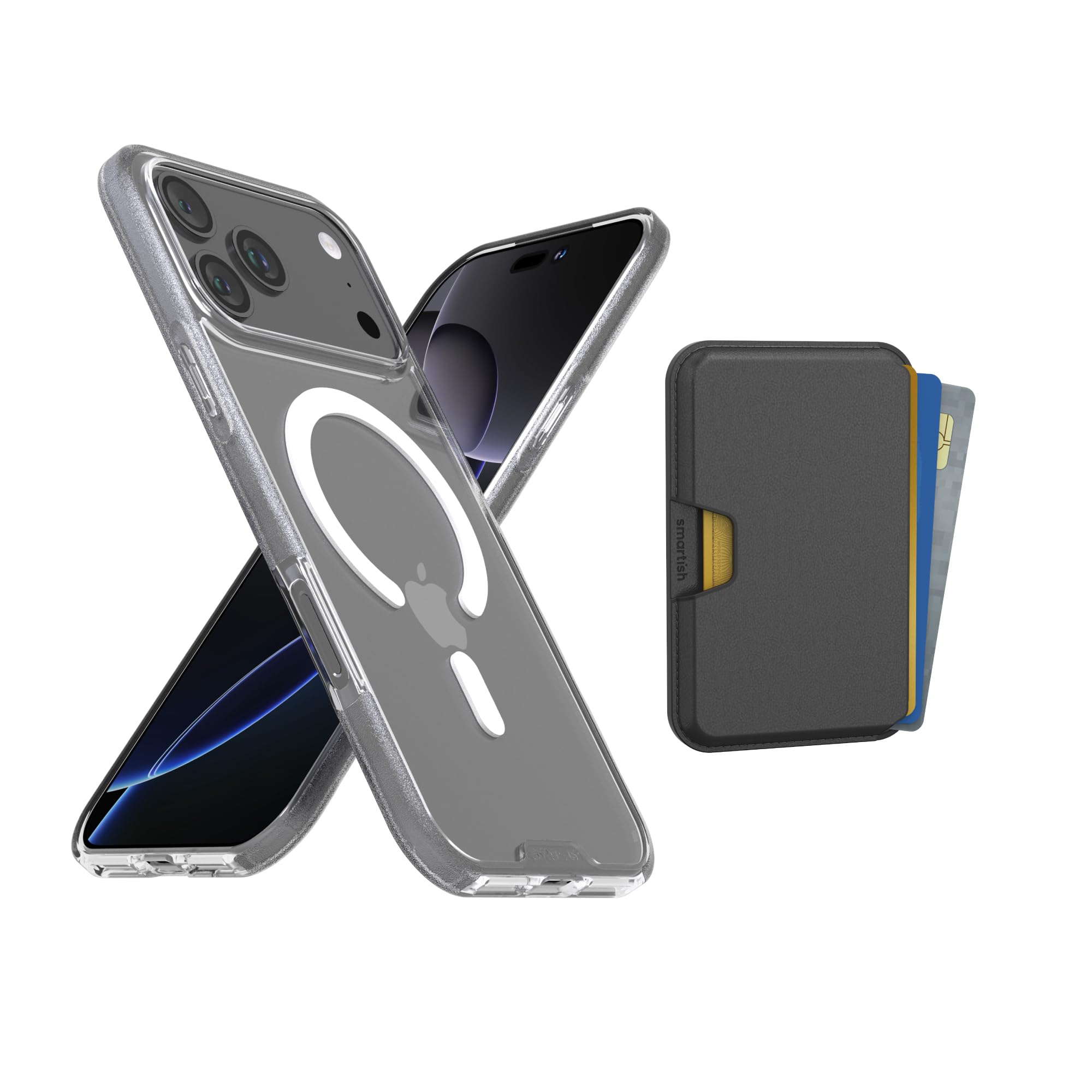 Smartish iPhone 17 Pro Max MagSafe Clear Case + MagSafe Wallet - Magnetic Slim Case - Anti-Yellow Thin Grip Cover + Detachable W