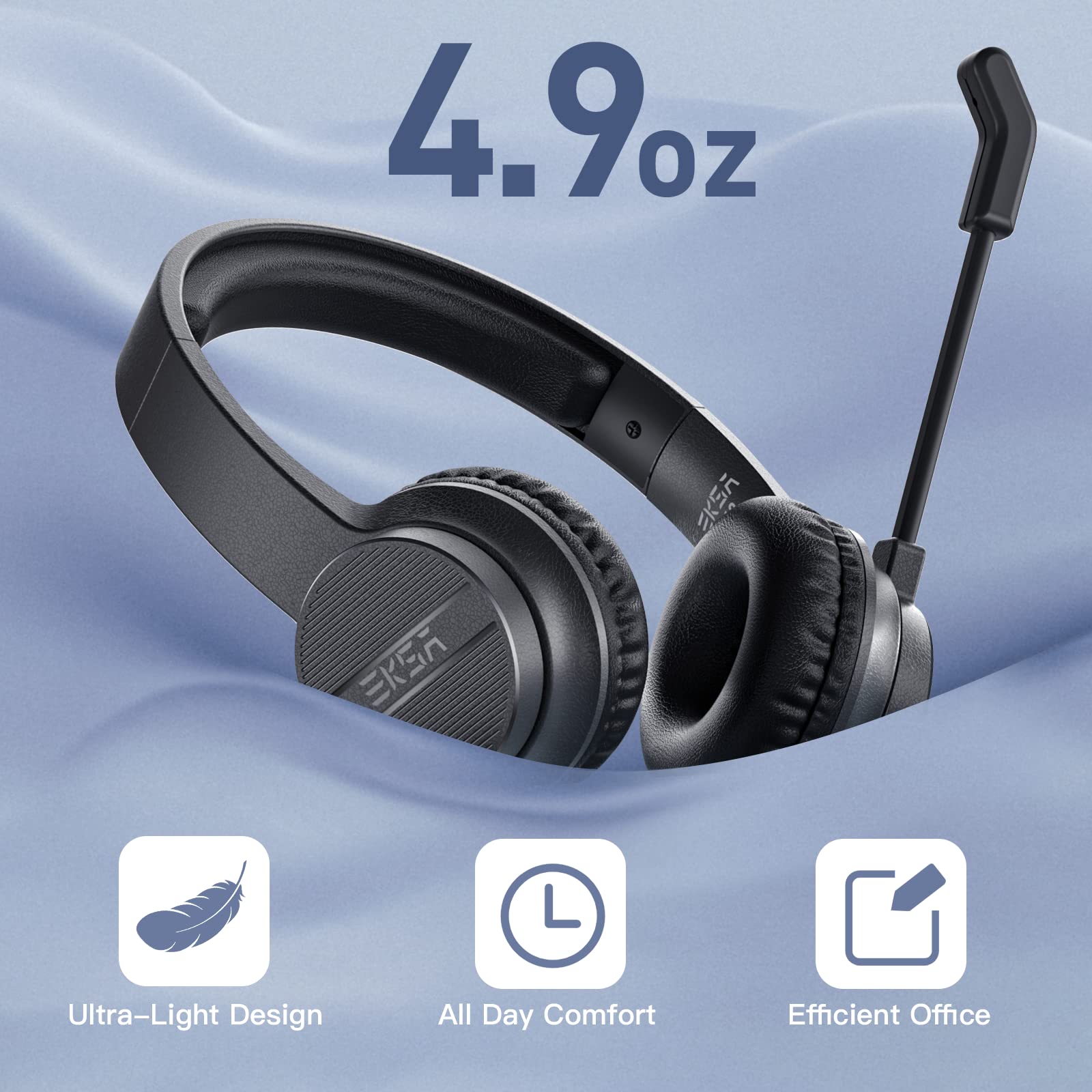 Headset With Microphone For Pc Laptop, Usb Wired Computer Headset With Volume & Mic Mute Controls, Lightweight All Day Comfort E