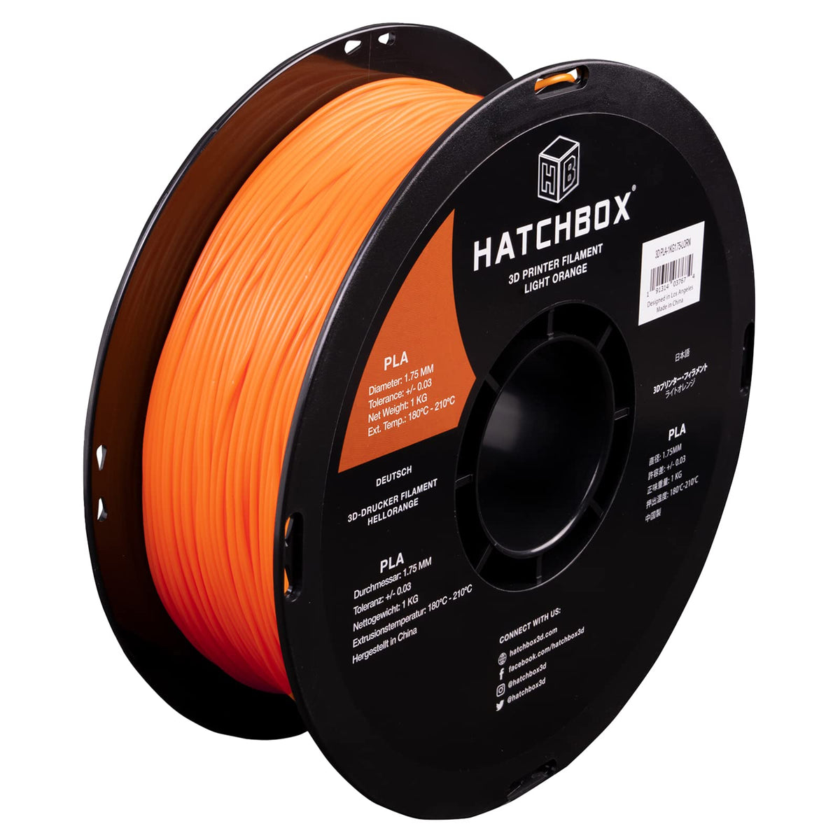 HATCHBOX PLA Filament 1.75mm Light Orange 1kg – Electroeshop