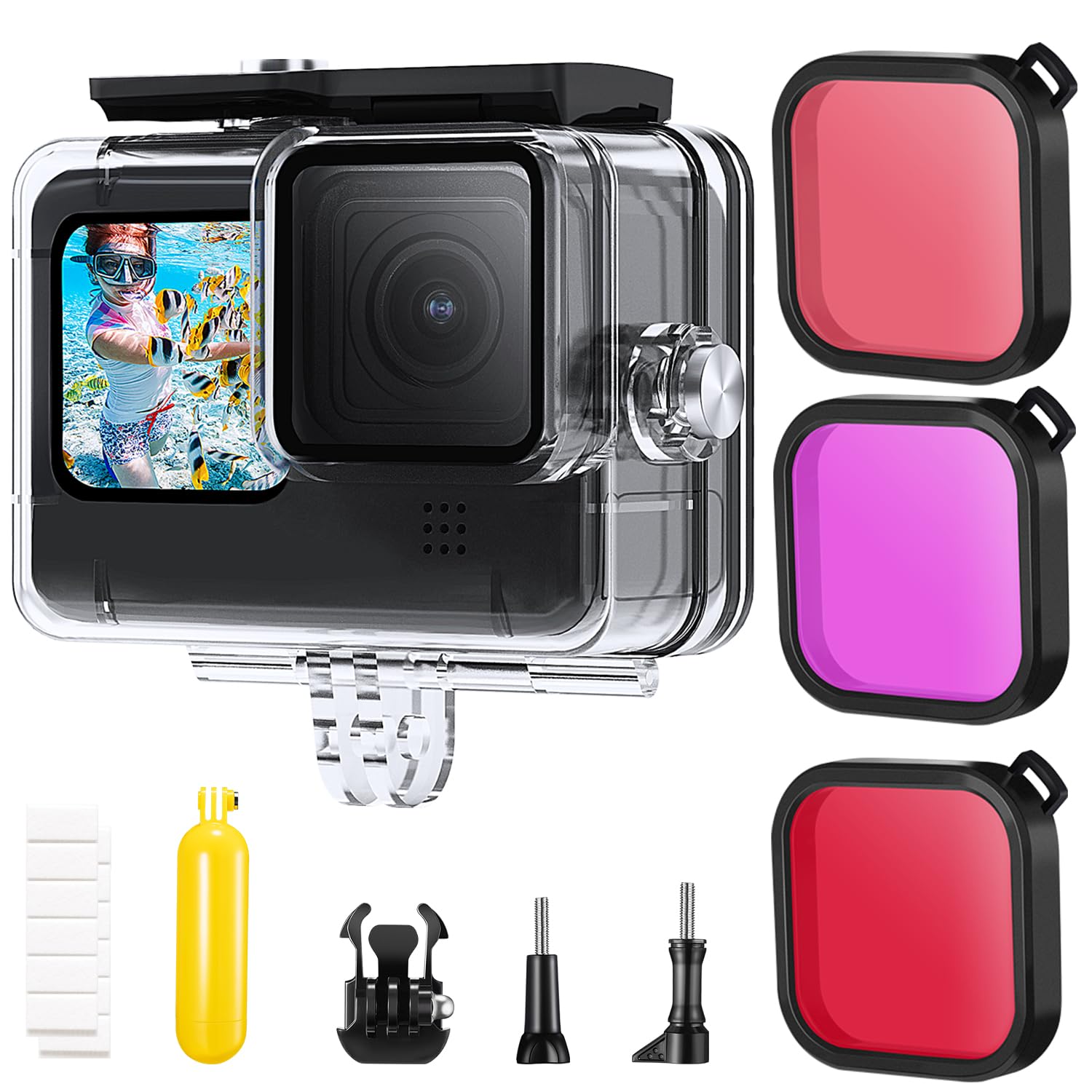 K&F Concept Waterproof Case With Dive Filters Compatible With Gopro Hero 12/11/10/9 Black, Protective Underwater Dive Housing Ca
