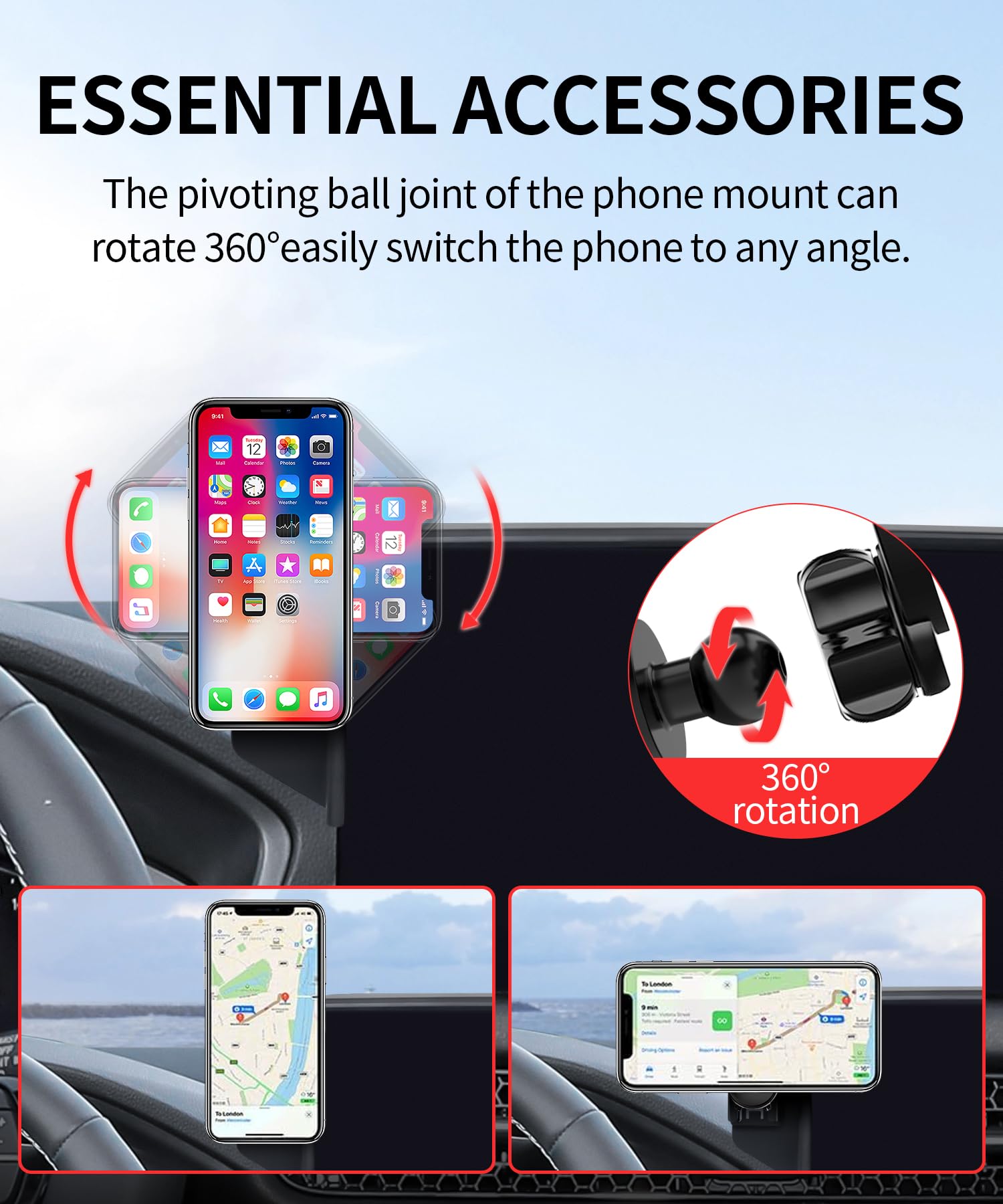 Maserweller Car Phone Holder For Honda Hr-V 2023-2025 Accessories/Cr-V 2023 2024 2025 Accessories 7/9-Inch Screen Fixed Clip, Ph