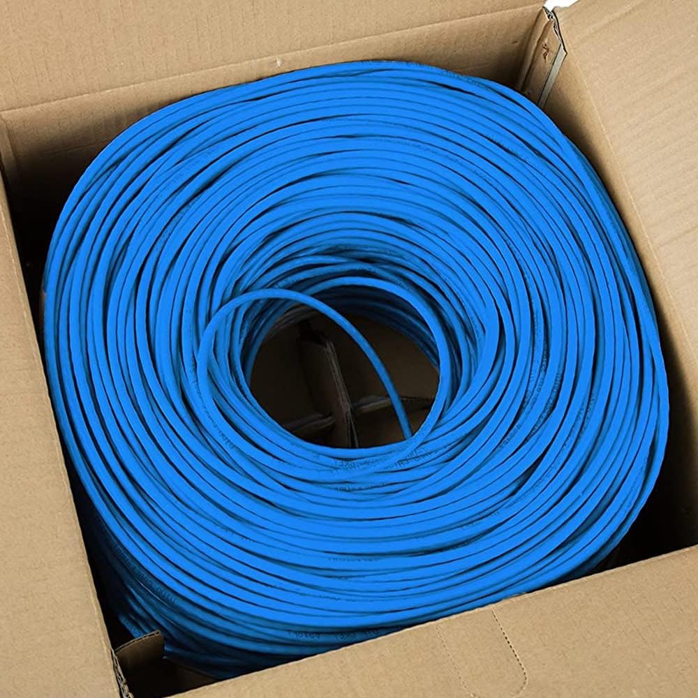 Cmple   Cat5E Plenum Cable 1000Ft Cmp Blue 24Awg 350Mhz Gigabit Ethernet Solid Network Internet Bulk Utp