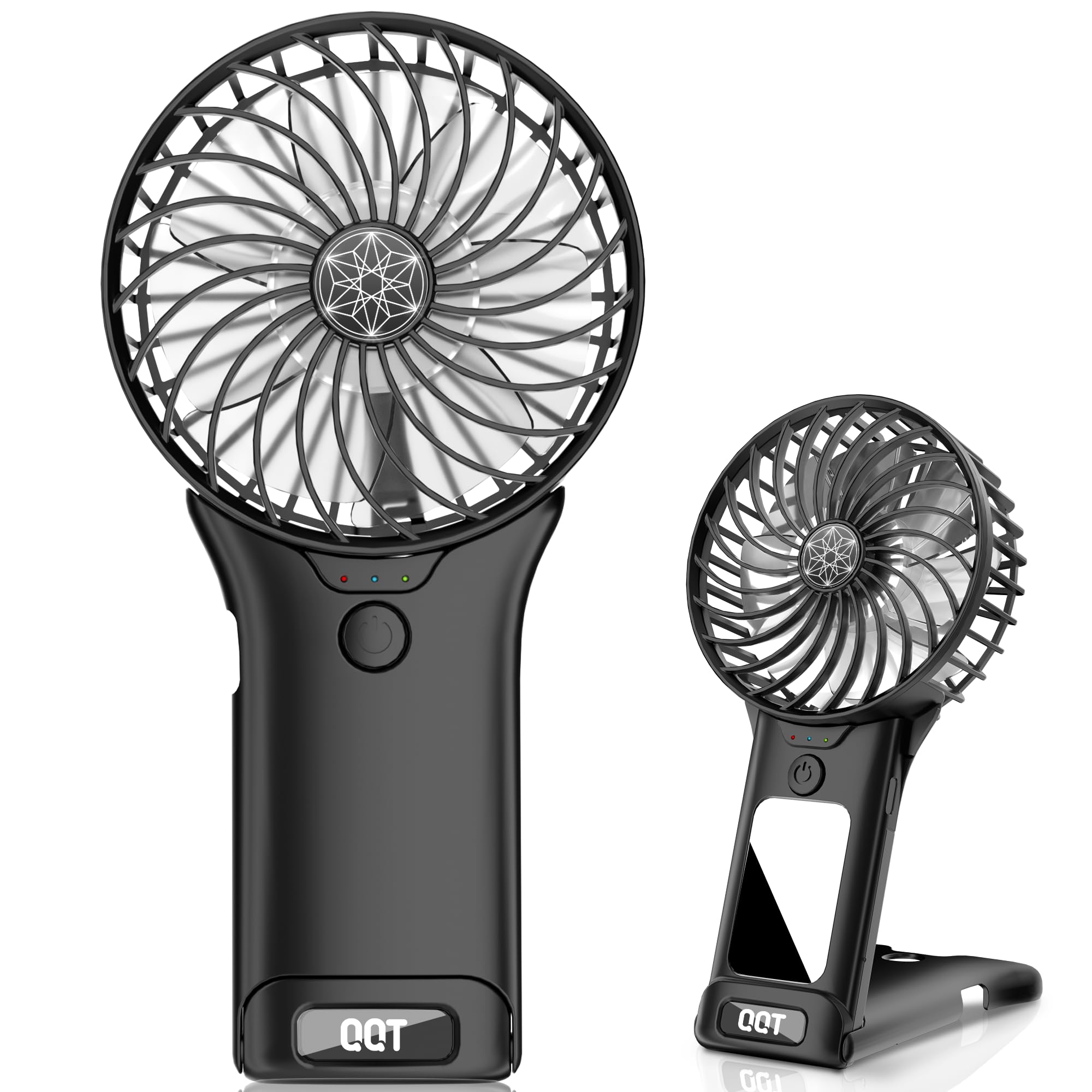 Qqt Mini Handheld Fan,4 Speed Adjustable Portable Battery Operated Fans,Usb Rechargeable Desk Fan With Mirror,Max 20 Hrs Hand Fa