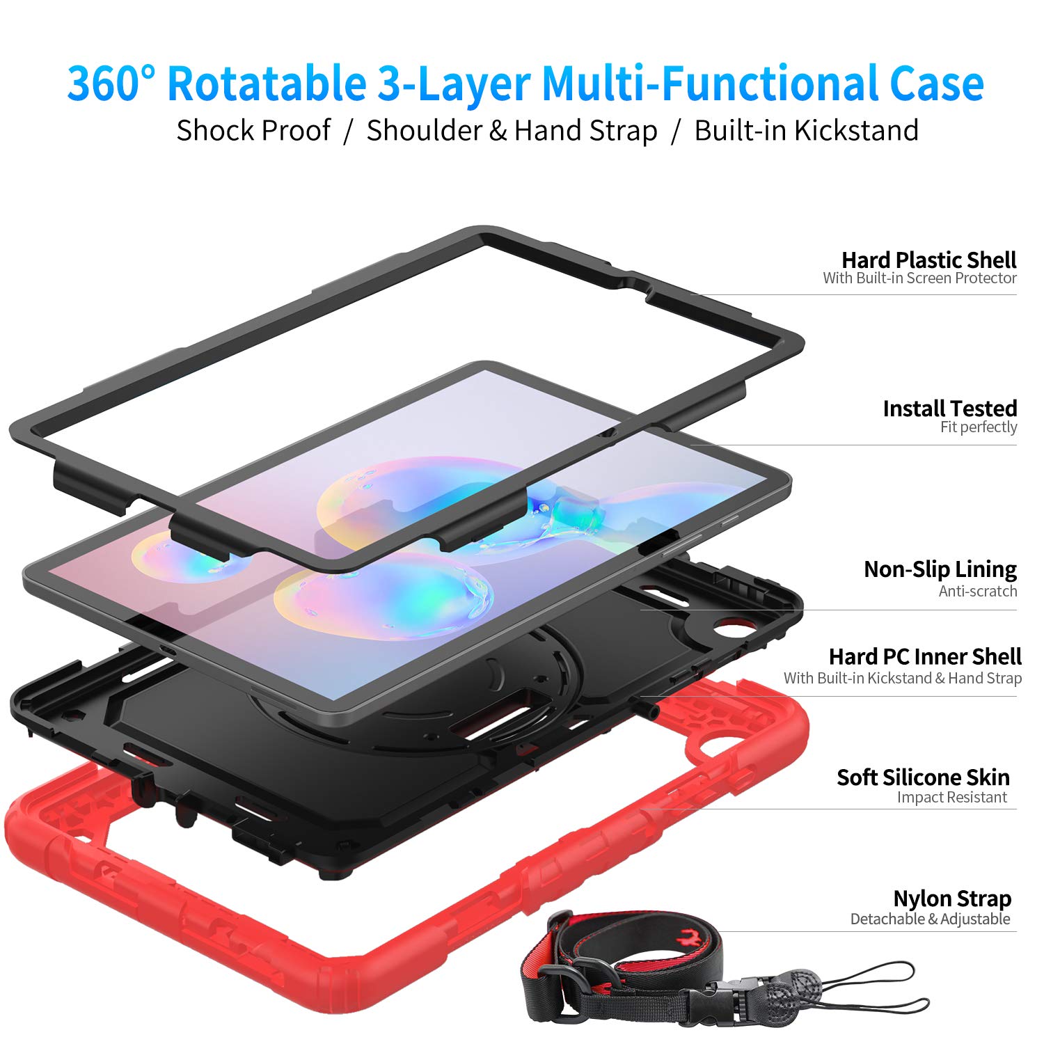 Timecity Case For Samsung Galaxy Tab S6 Lite 10.4'' 2024/2022/2020 (Sm P620/ P625/ P610/ P615) With Built In Screen Protector, 3