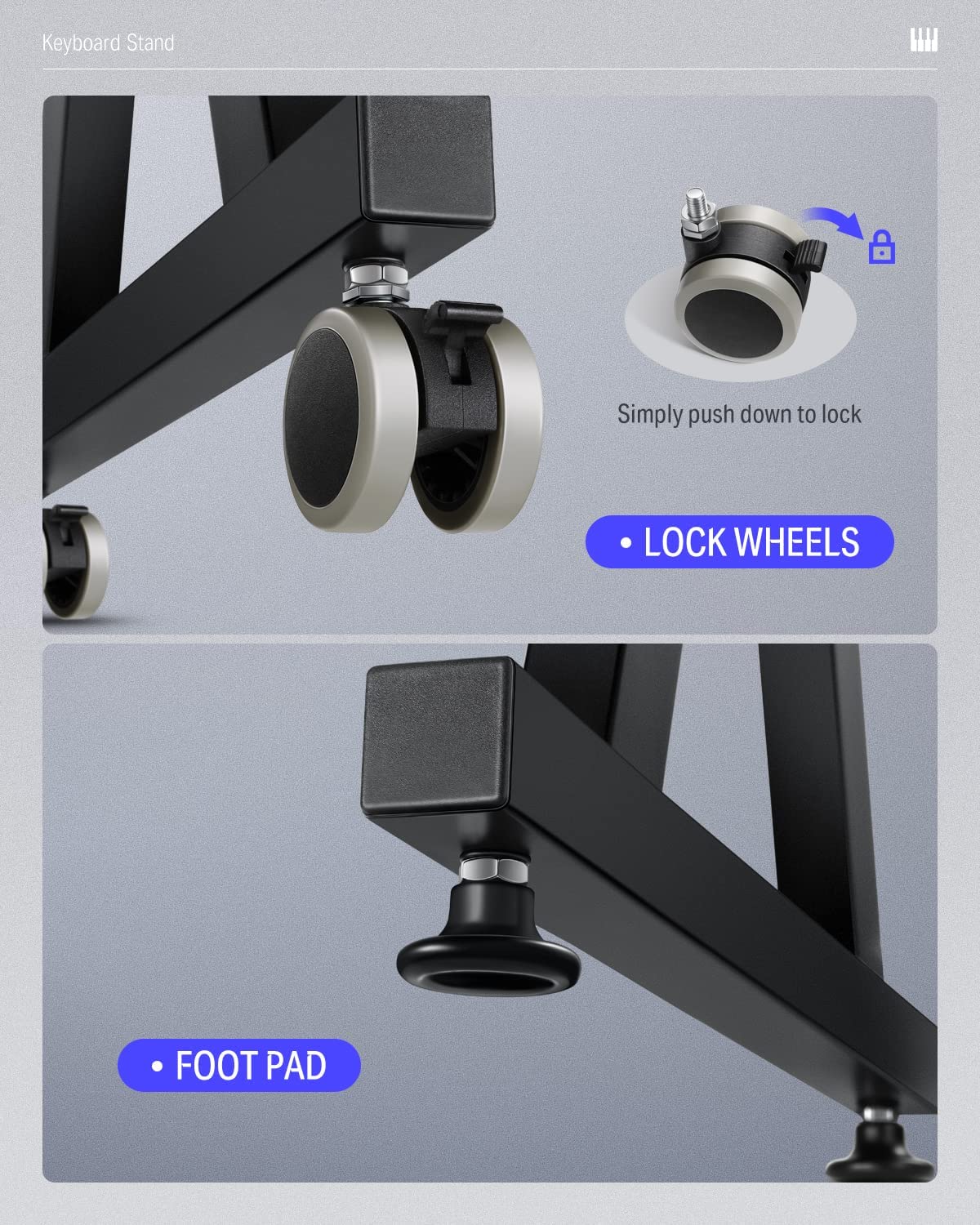 Donner Keyboard Stand, Z Style Heavy Duty Piano Stand, Adjustable And Portable Piano Keyboard Stand, Suitable For 54, 61 And 88
