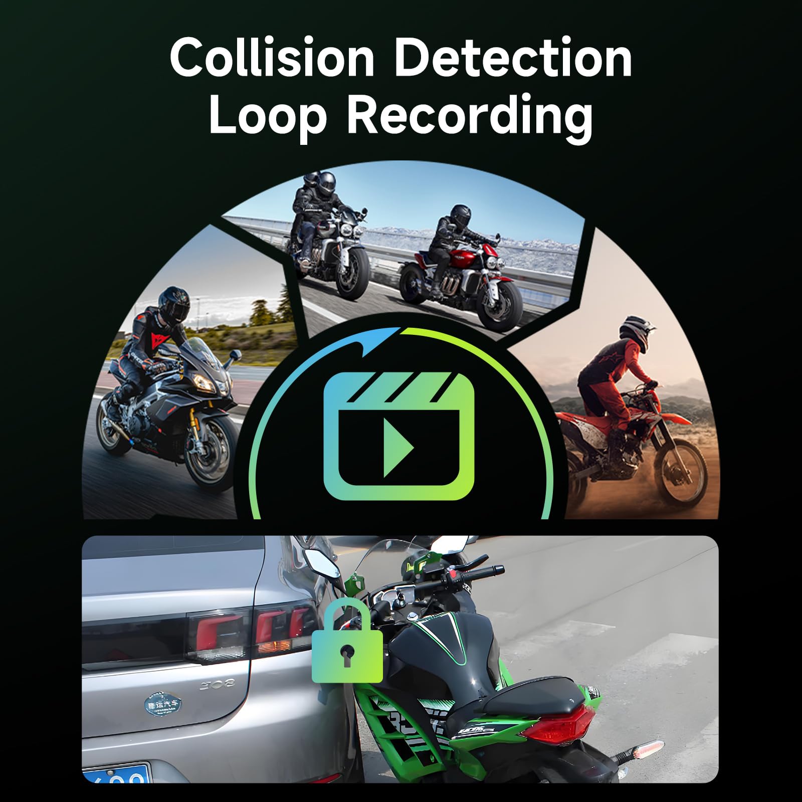 Motorcycle Dash Cam, 1080P + 1080P Front And Rear Dash Cam For Motorcycle, Wide Angle, Night Vision, App Connect, Ip67 Waterproo