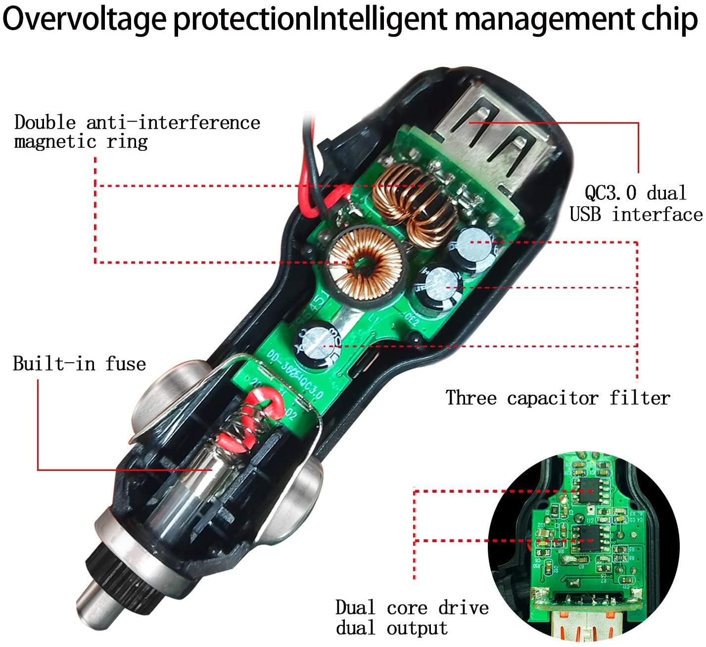 Dash Cam Charger 2024 Upgraded Usb C Car Charger With Dual Usb Port Compatible With, Rexing, Byakov, Akaso, Crosstour, Trekpow, Pruveeo, Oldshark, Garmin And Most Other Dash Cam (11.5Ft)