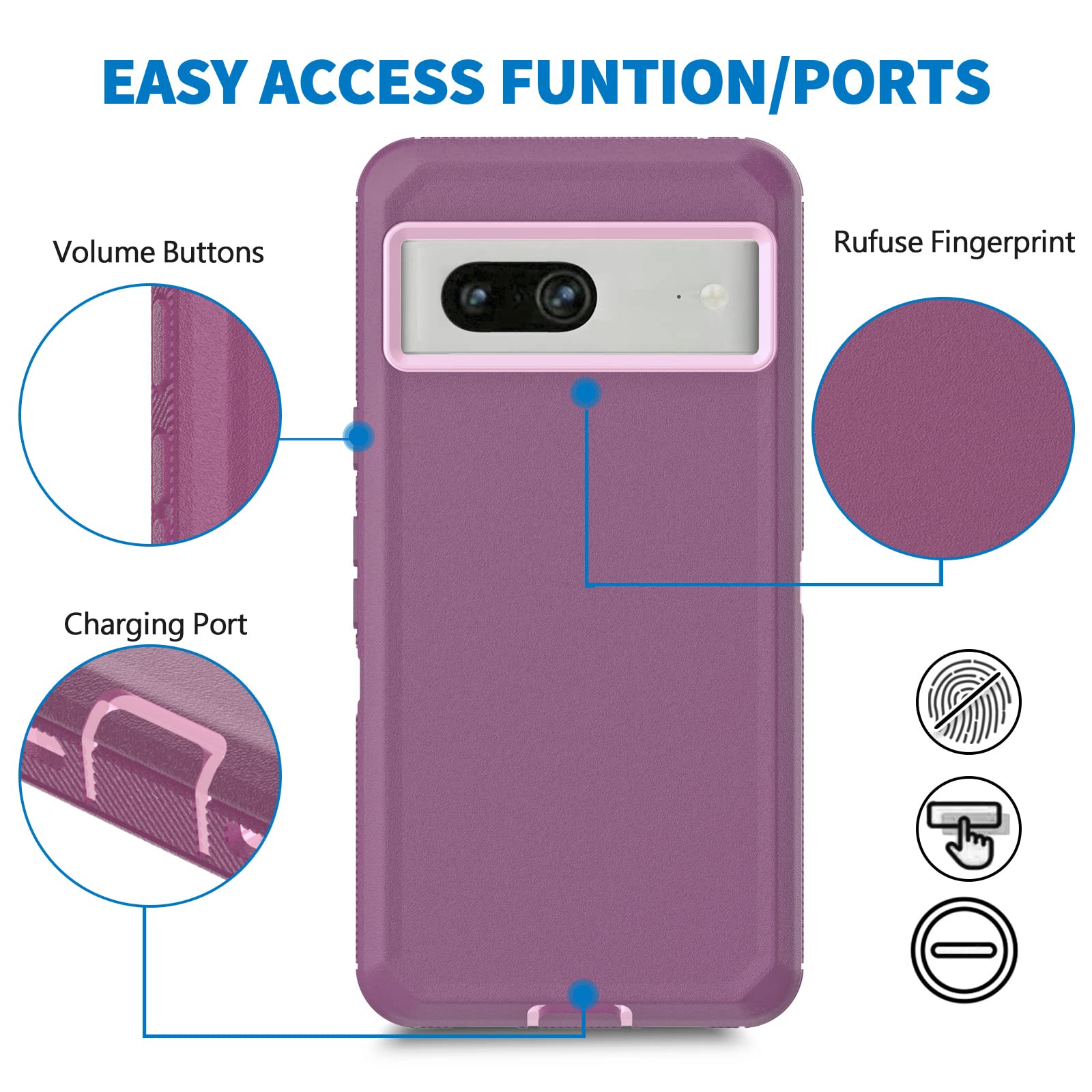 Anloes Case For Google Pixel 7 5G, Pixel 7 Phone Case Heavy Duty Shockproof Dustproof Rugged Defender Protective, 3 In 1 Bumper