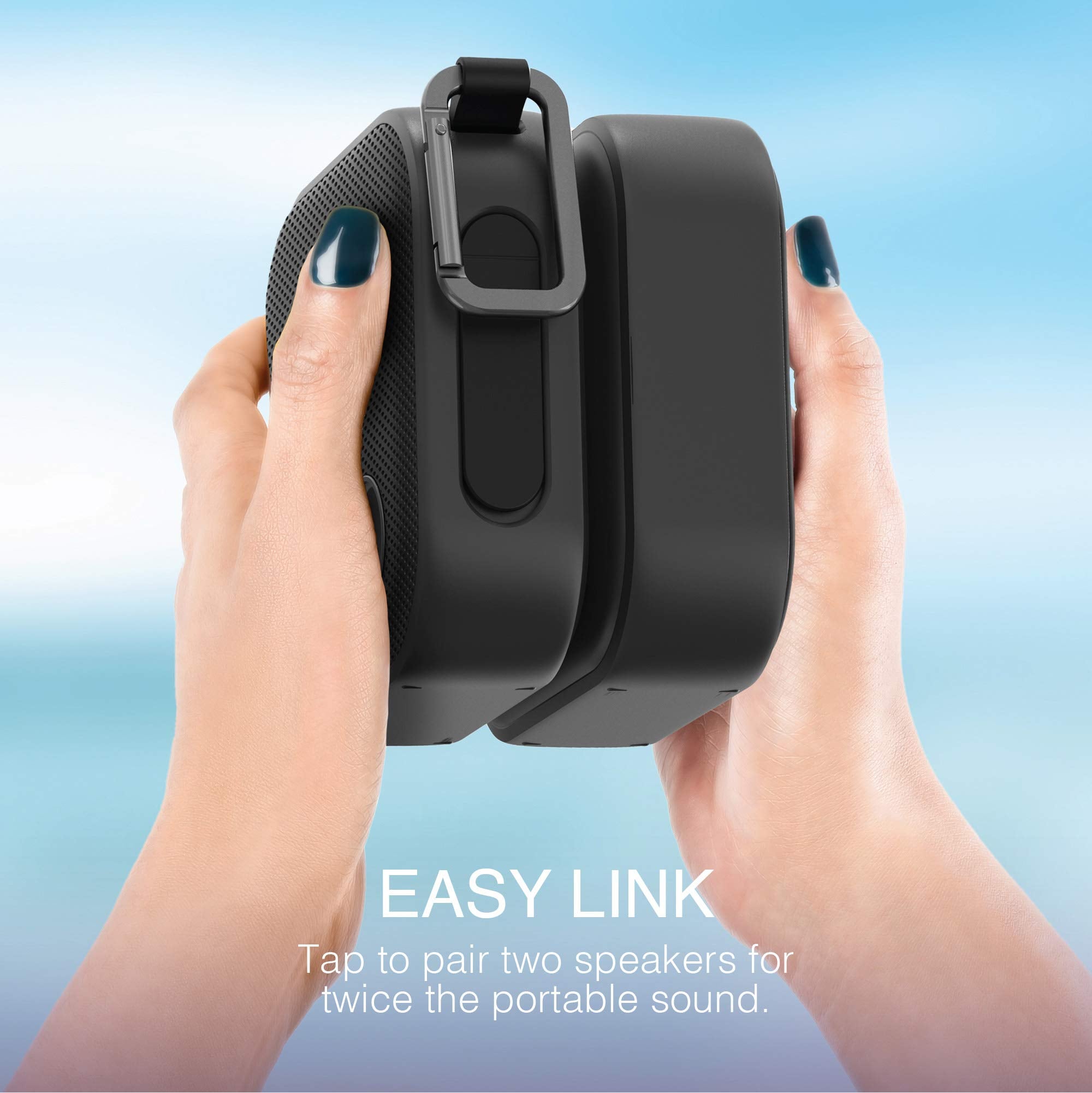 Brookstone Bluetooth Speakers, Ipx7 Waterproof Indoor And Outdoor Speaker, Portable Speakers, Computer Speakers For Desktop Monitors, Tap To Link Multiple Speakers, Carabiner Clip Included