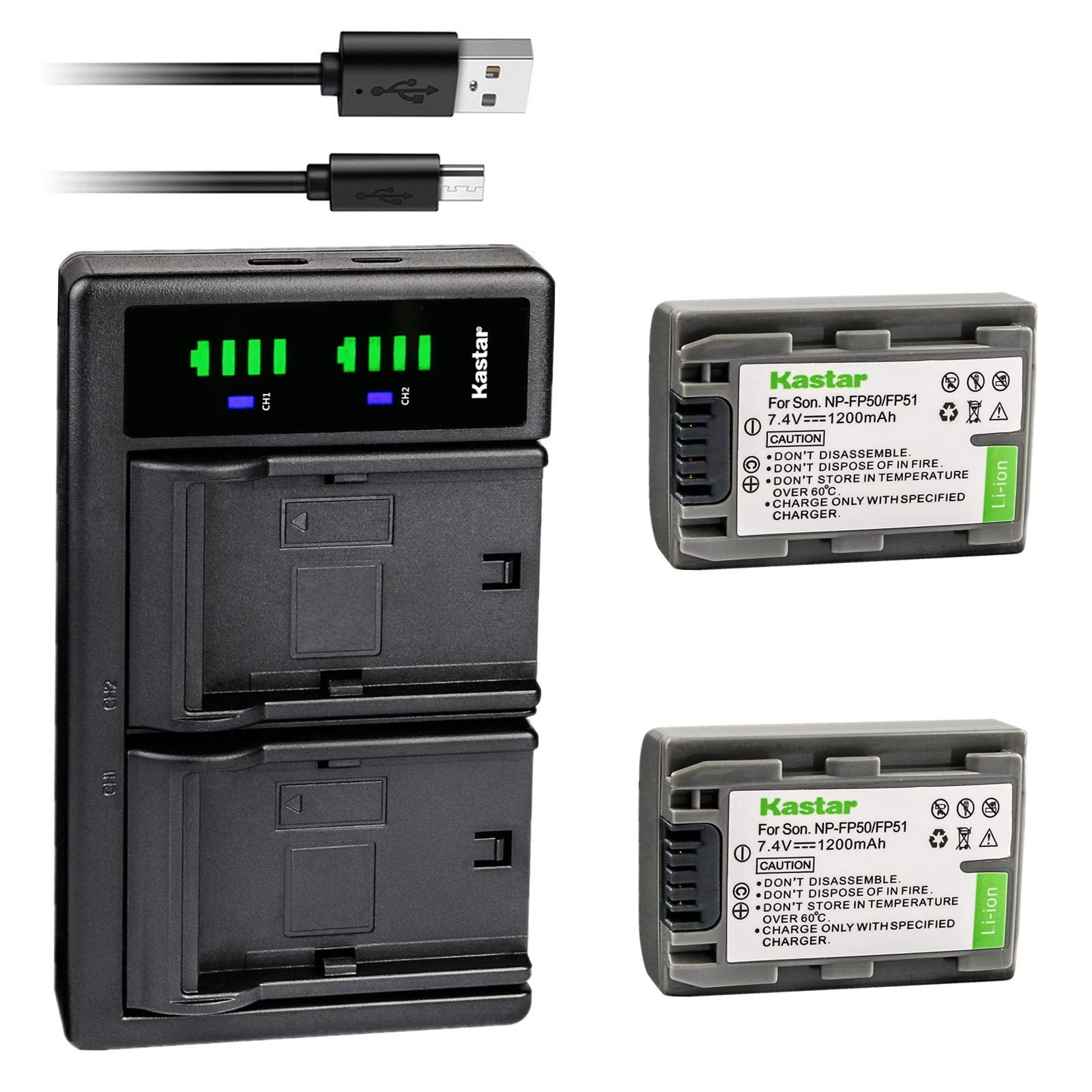 Kastar 2Pcs Battery And Charger Replacement For Sony Npfp30 Npfp50 Npfp70 Npfp90 Dcrdvd105 Dcrdvd202 Dcrdvd203 Dcrdvd205