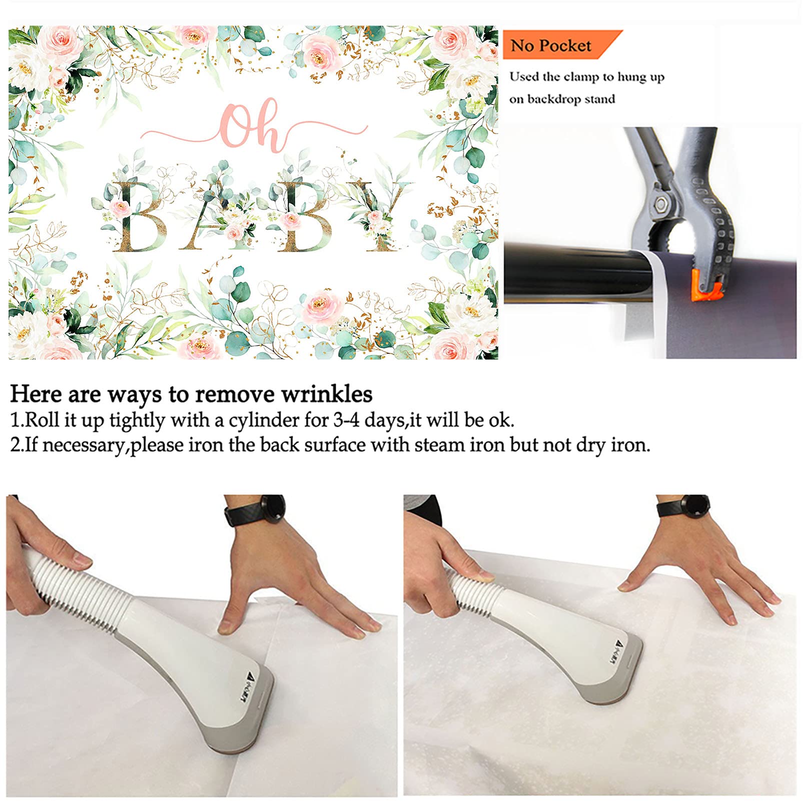 Avezano Greenery Girl Oh Baby Backdrop For Baby Shower Decoration Photography Background Blush Pink And Gold Floral Eucalyptus G