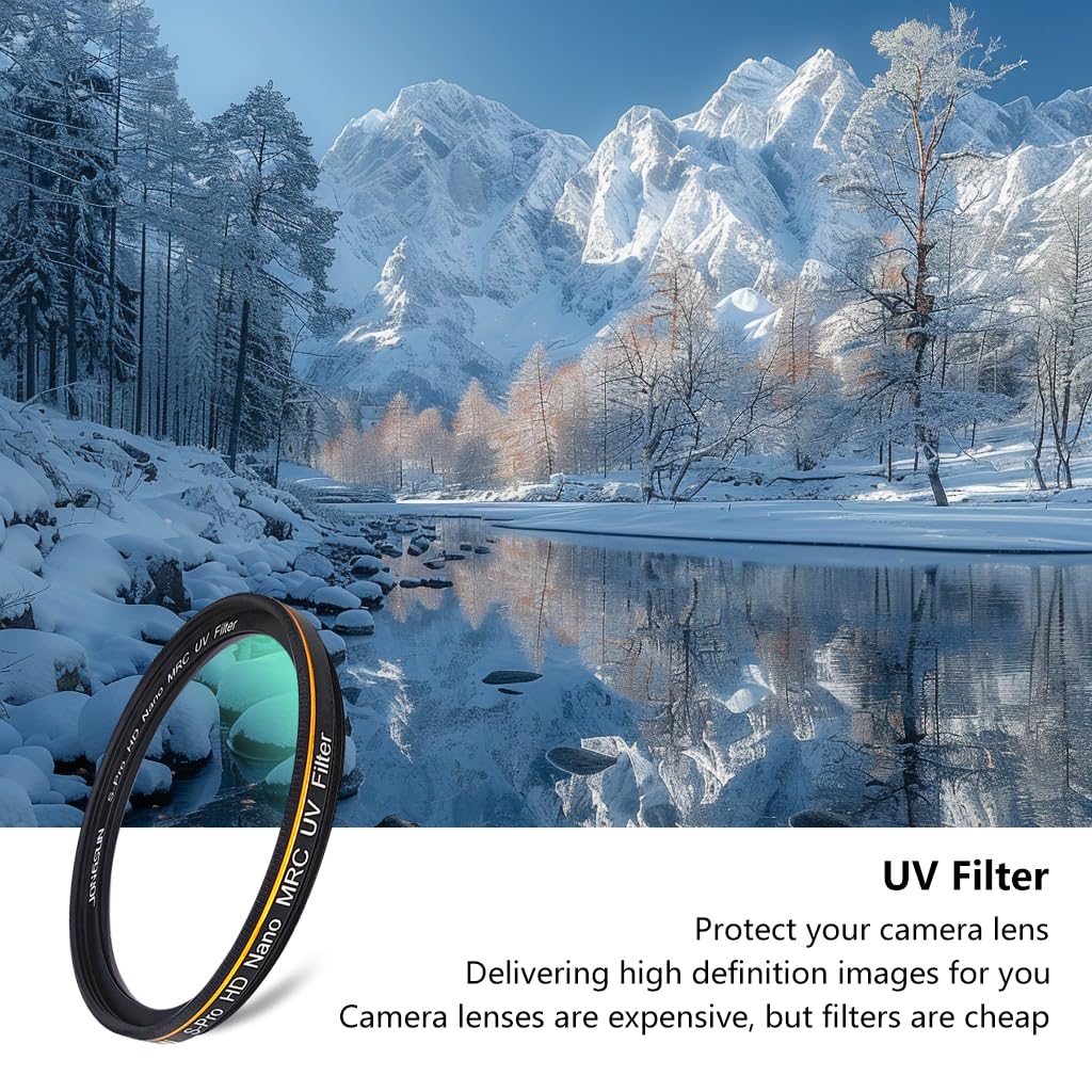 Jongsun 52Mm Uv Filter, S Pro Hd Nano Mrc Camera Ultraviolet Protection Filter, Multicoated, B270, Ultra Slim, Lens Cloth Kit