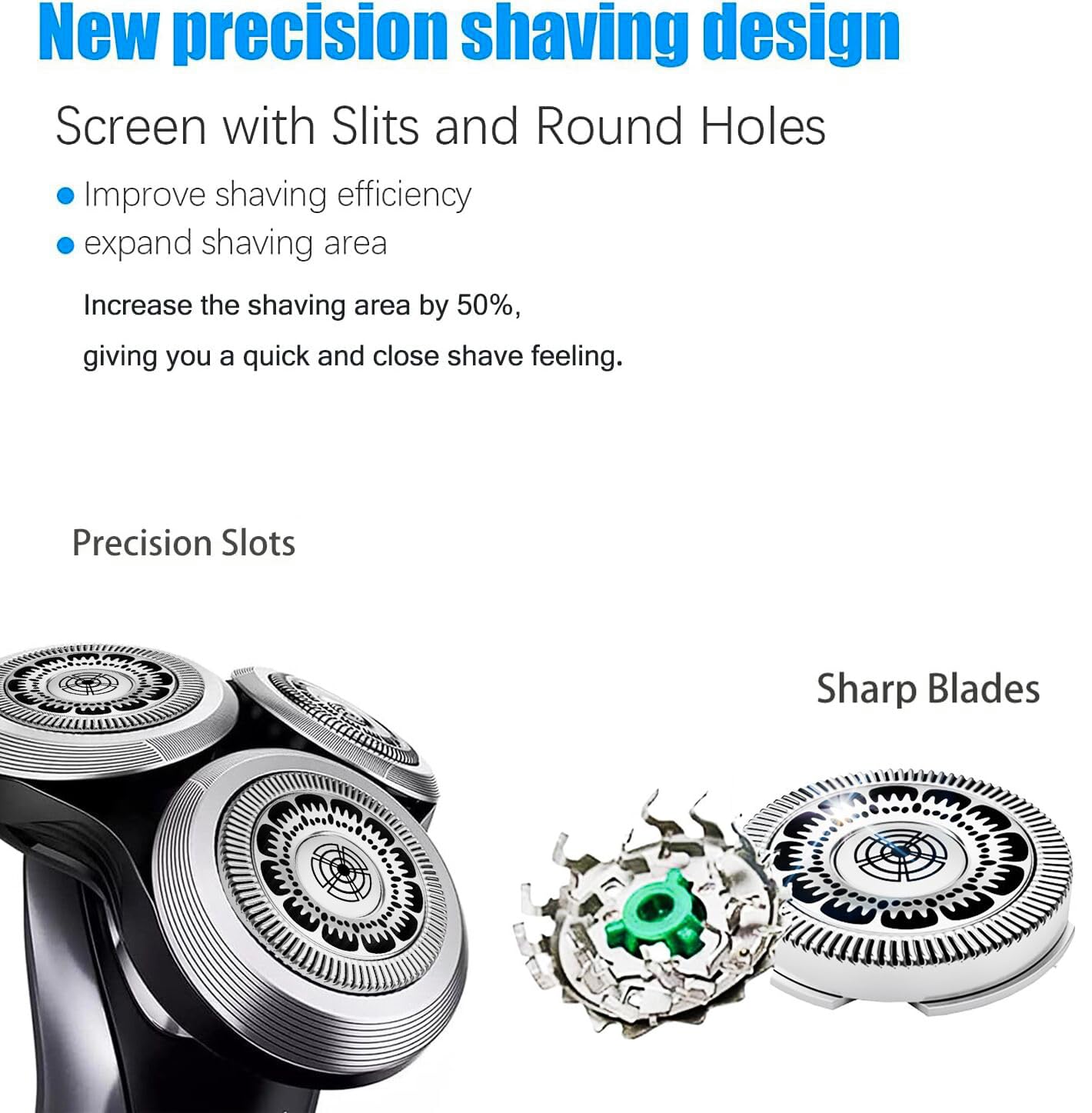 Sh60 Replacement Heads Compatible With Philips Norelco Series 6000 Replacement Blades, For Norelco 6000 Replacement Heads For Ph