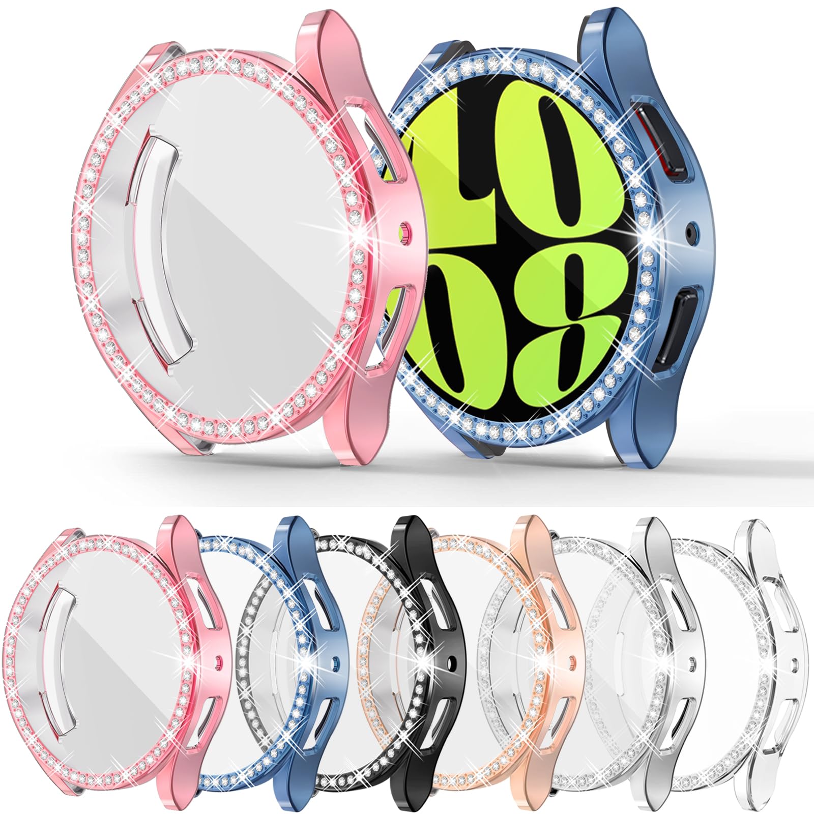 [6Pack] Richone For Galaxy Watch 6 44Mm Rhinestones Screen Protector Cases Samsung Smart Watch 6 Sm-R940 Protective Covers Acces