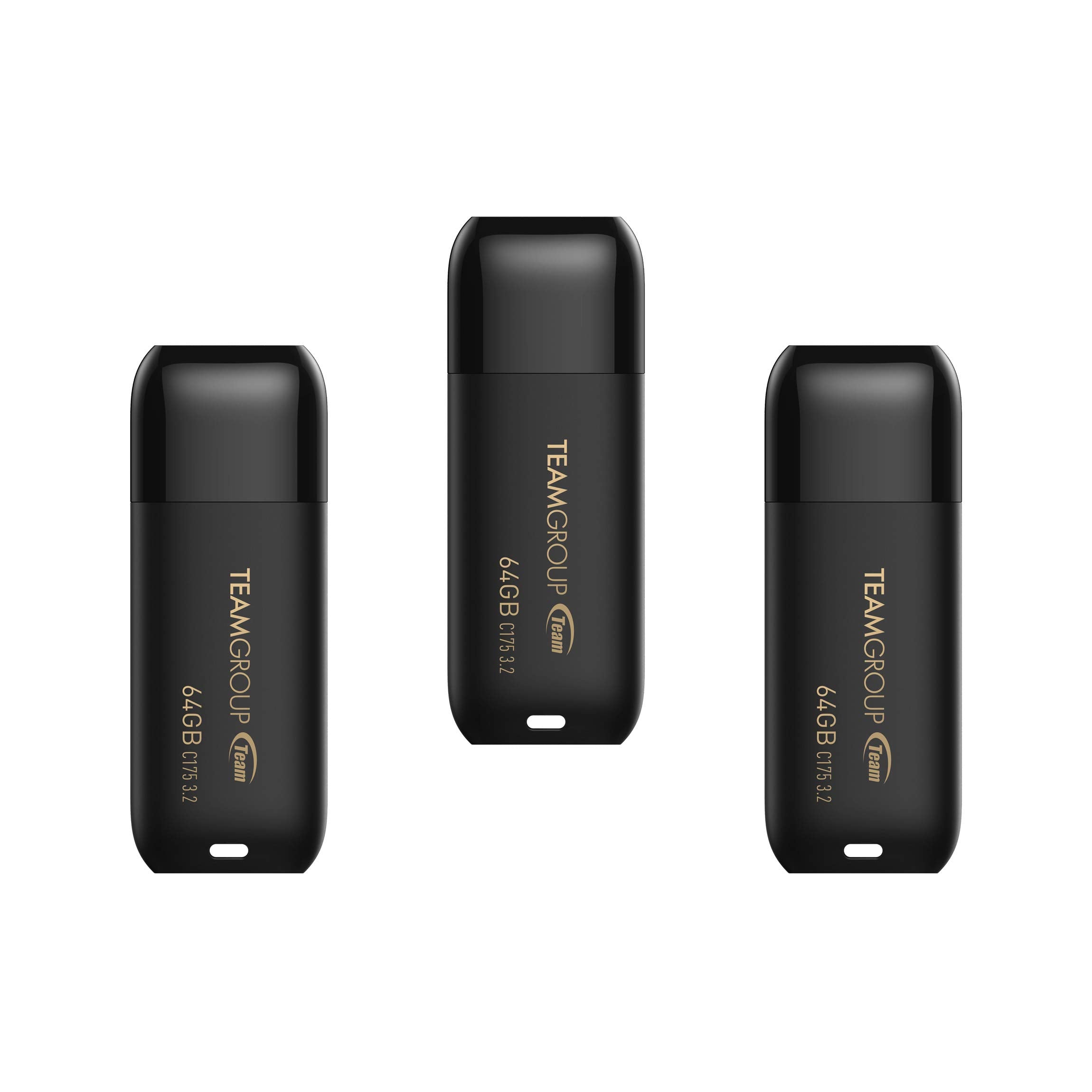 Teamgroup C175 64Gb 3 Pack Usb 3.2 Gen 1 (Usb 3.1/3.0) Read 100Mb/S Flash Thumb Drive, External Data Storage Memory Stick Compatible With Computer/Laptop Matte Black Tc175364Gb19