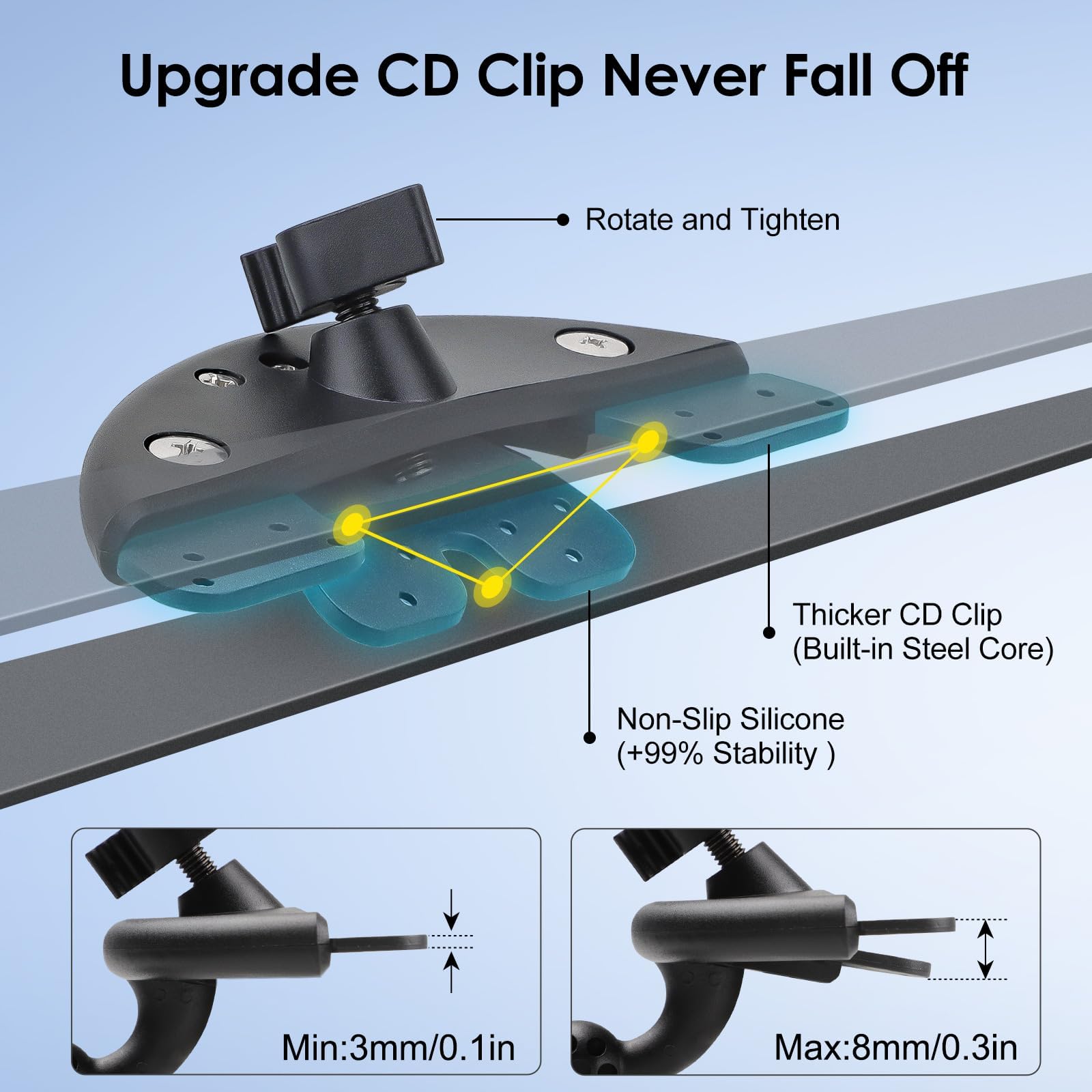 Eeekit 2 In 1 Cd Slot Tablet Car Mount, Universal 360 Rotation Cd Player Car Phone Holder For 4-15In Devices, Black